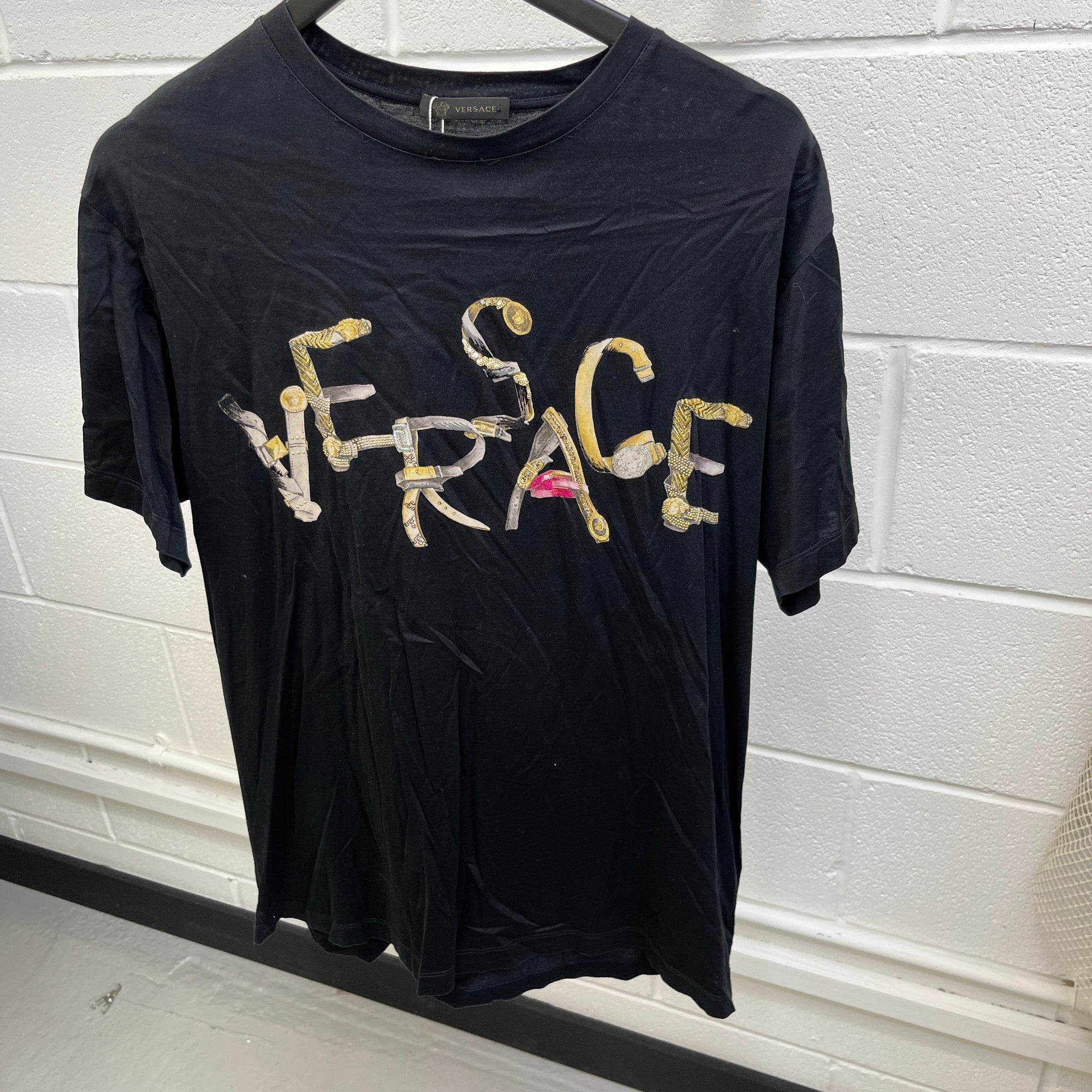 Men's Spell Out Logo T-Shirt Black Size M