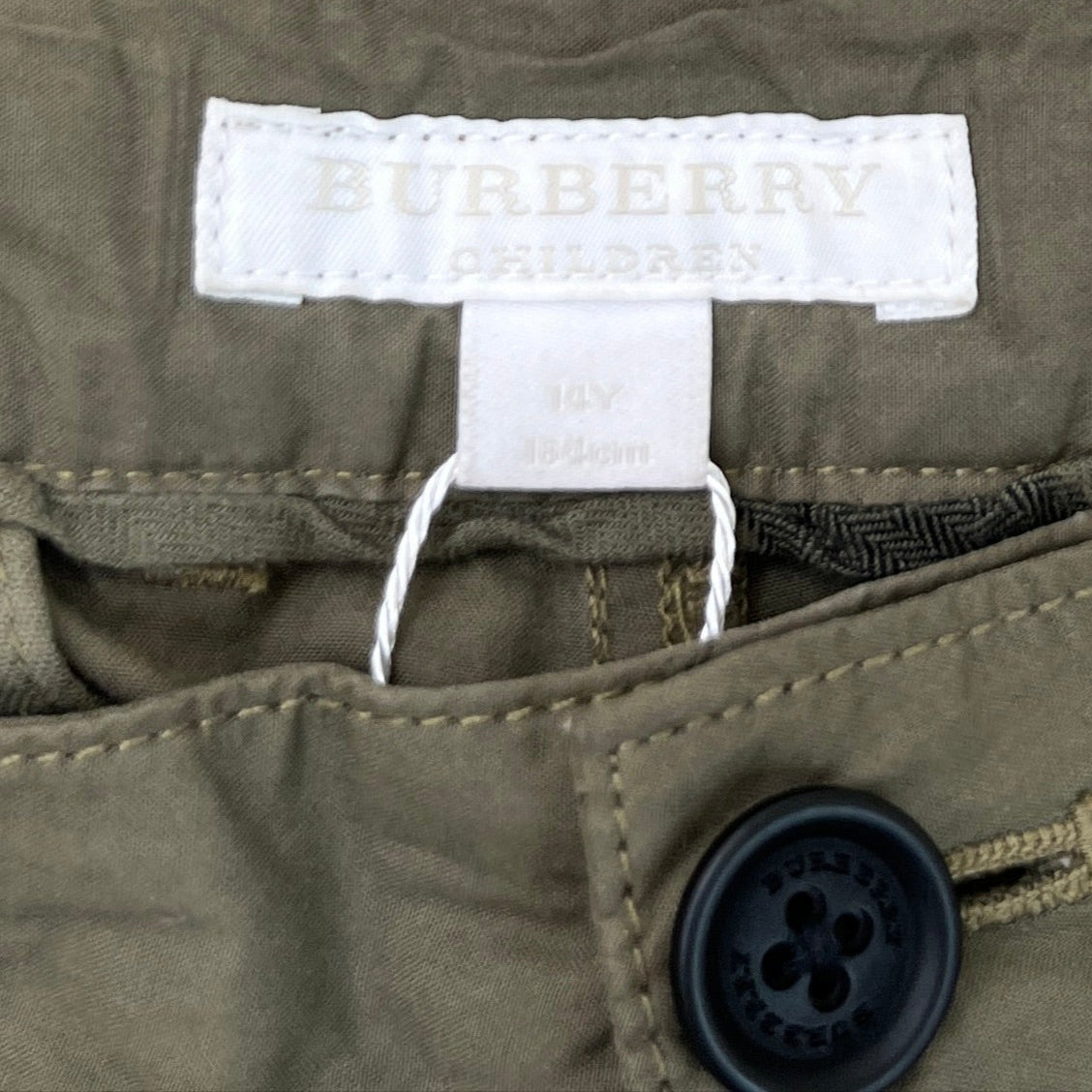 Men's Plaque Logo Kids Trousers Khaki Size Age 14