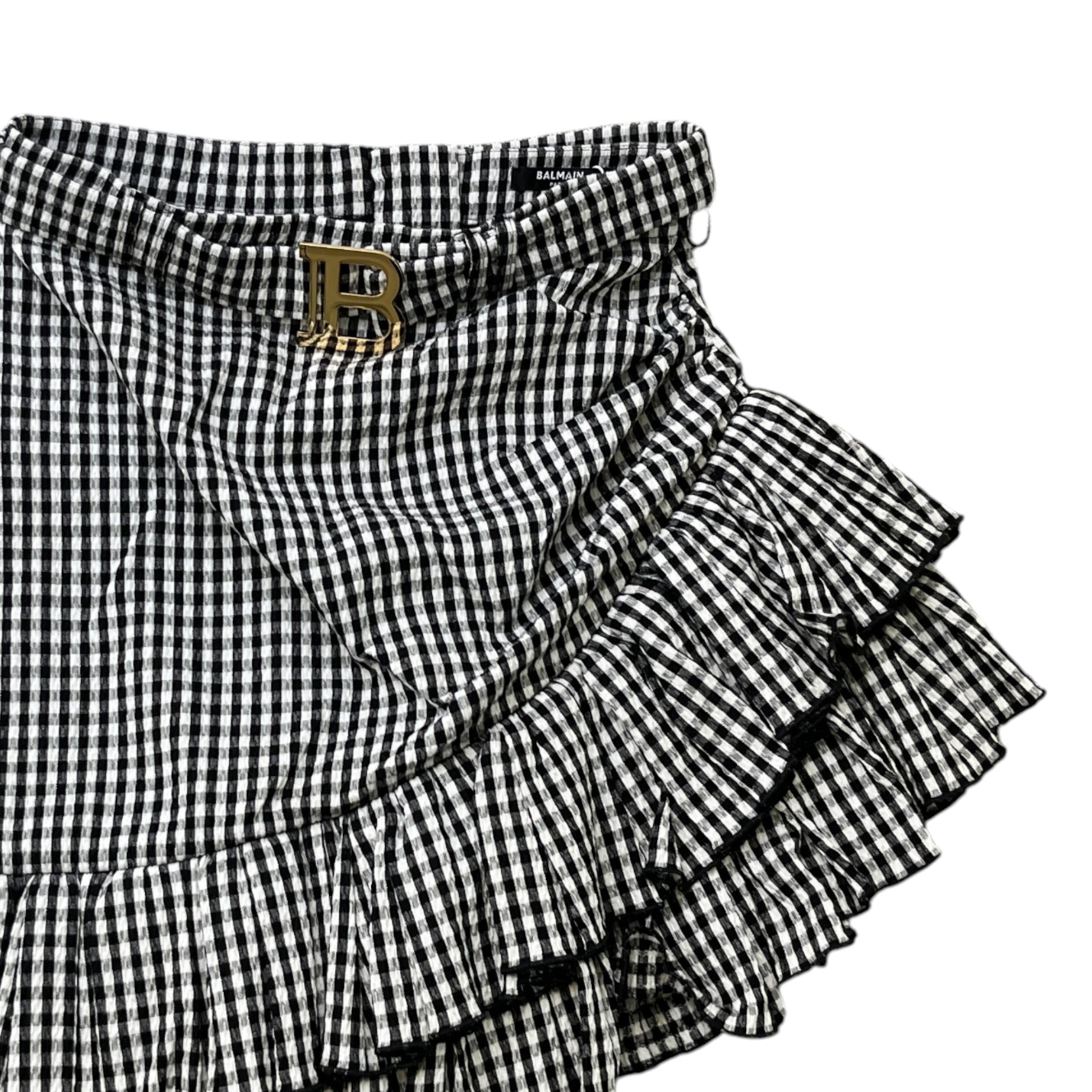 Women's Layered Ruffle Gingham Skirts Black Size UK10