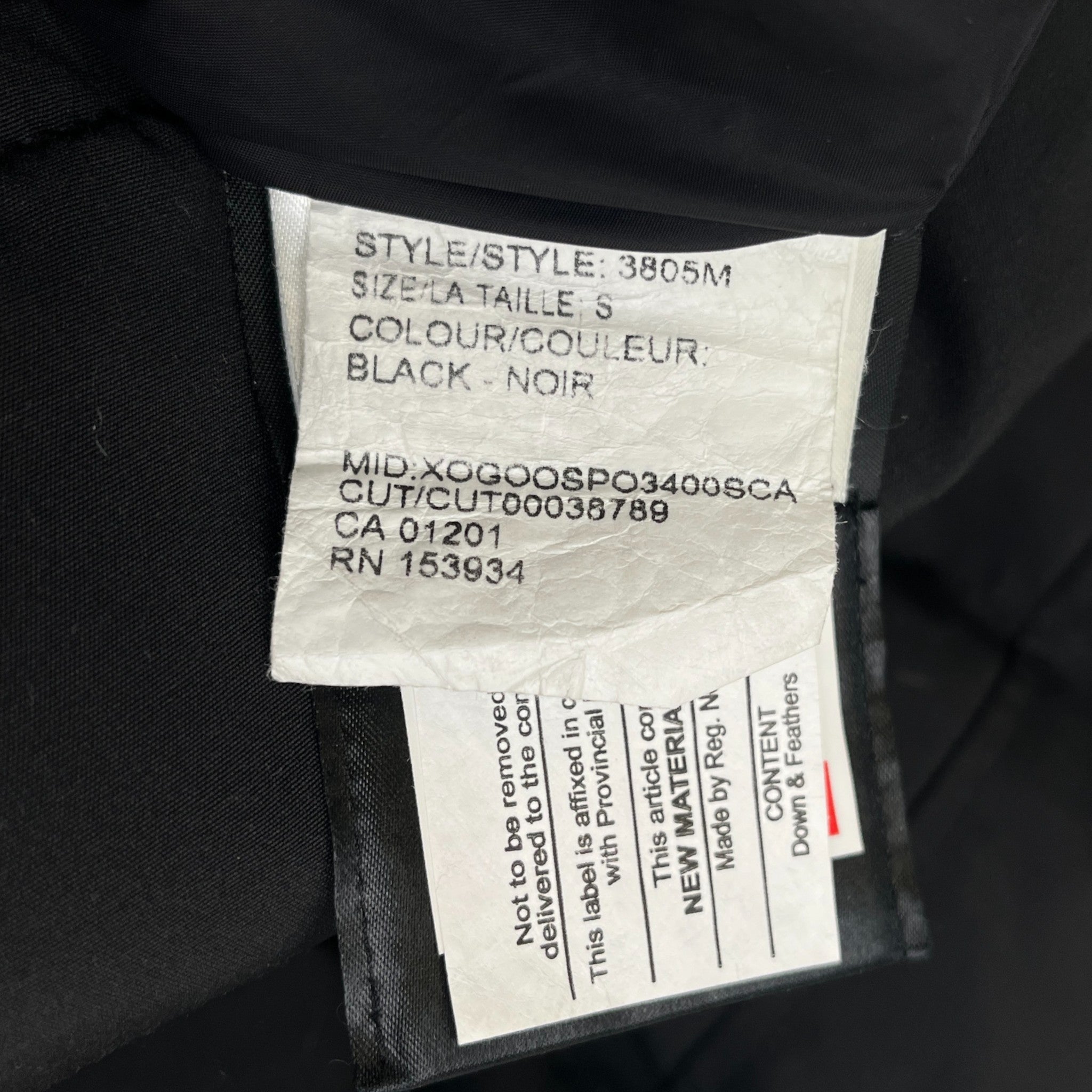 Men's Carson Down Jacket Black Size S