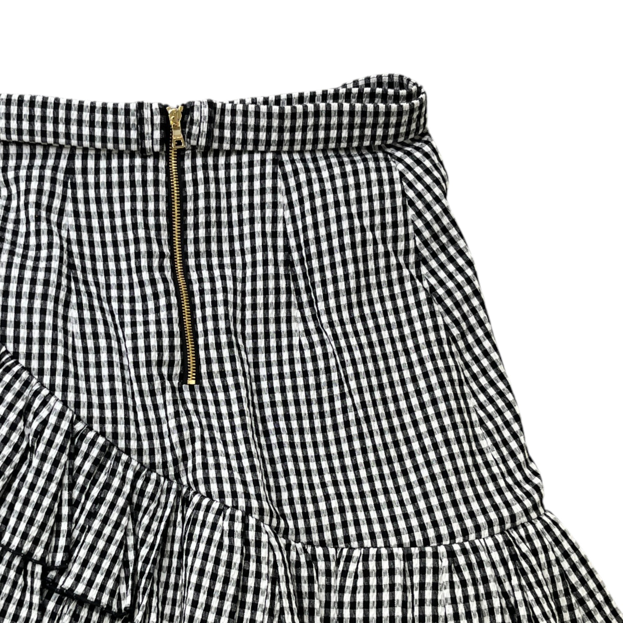 Women's Layered Ruffle Gingham Skirts Black Size UK10