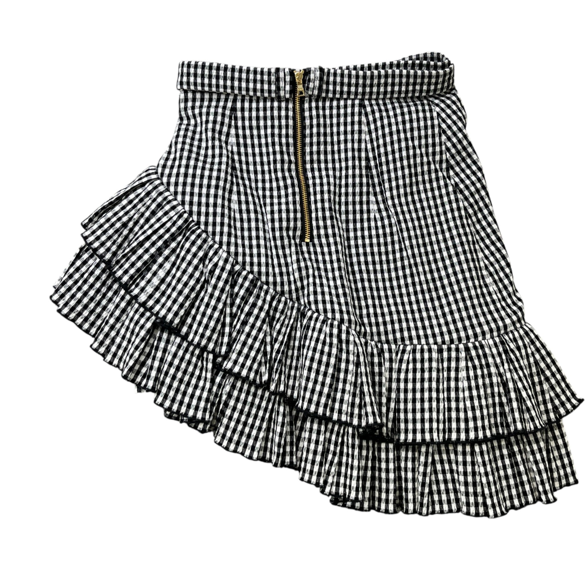 Women's Layered Ruffle Gingham Skirts Black Size UK10