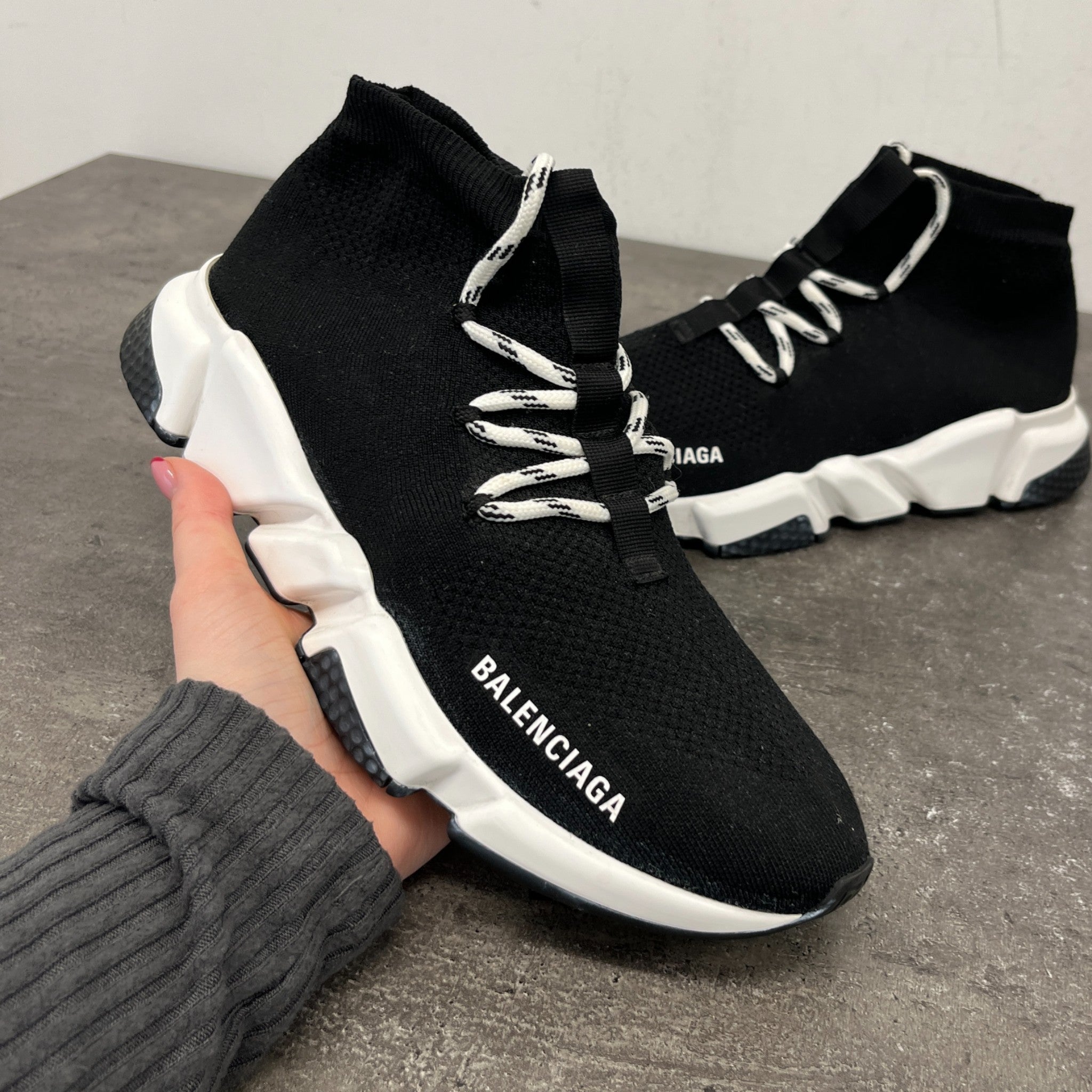 Men's Speed Lace-Up High Trainers Black Size EU 40 / UK 6