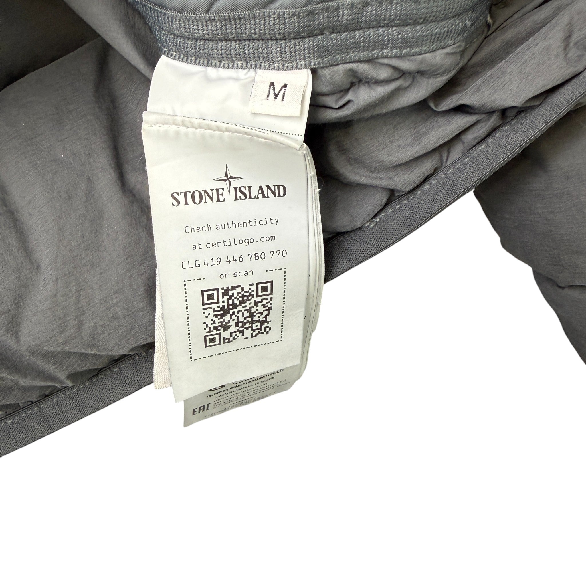 Men's Seamless Tunnel Nylon Down Jacket Grey Size M