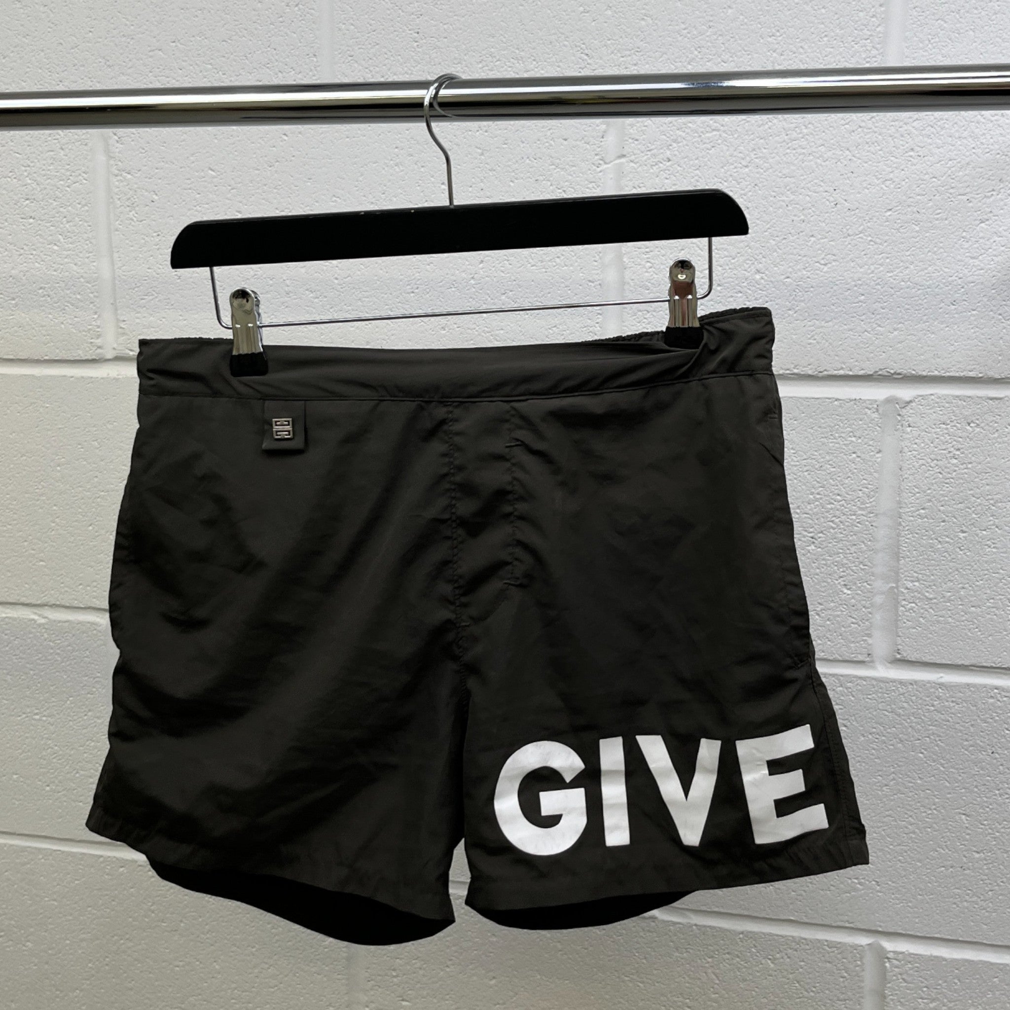 Men's Logo Print Swim Shorts Khaki Size S