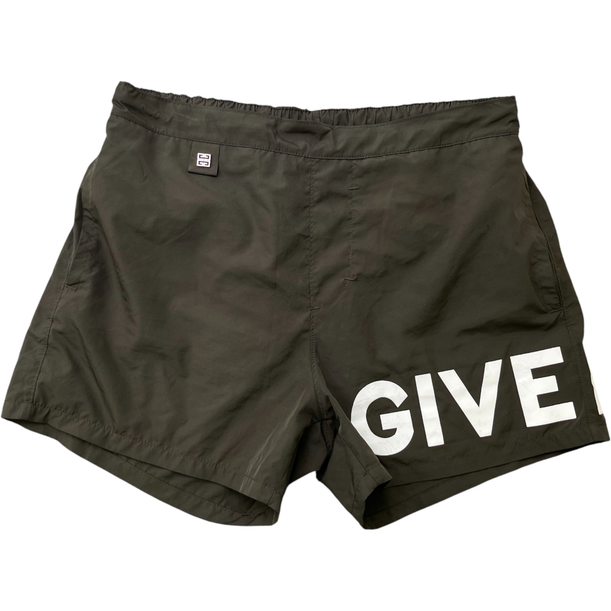 Men's Logo Print Swim Shorts Khaki Size S