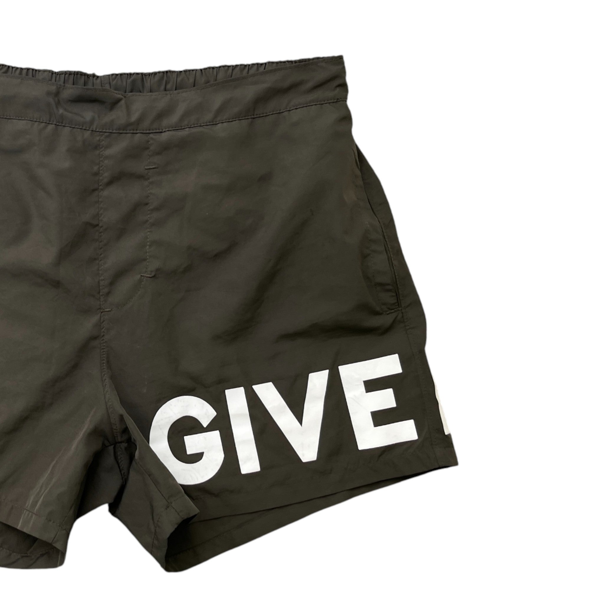 Men's Logo Print Swim Shorts Khaki Size S