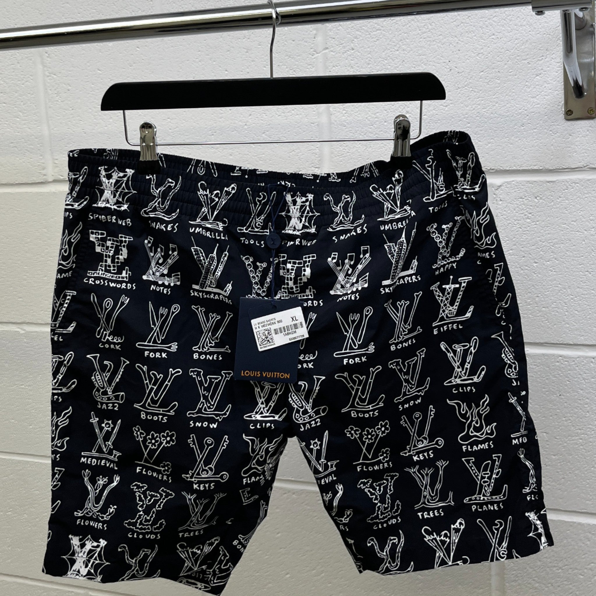 Men's Lv Cartoon Swim Shorts Black Size XL