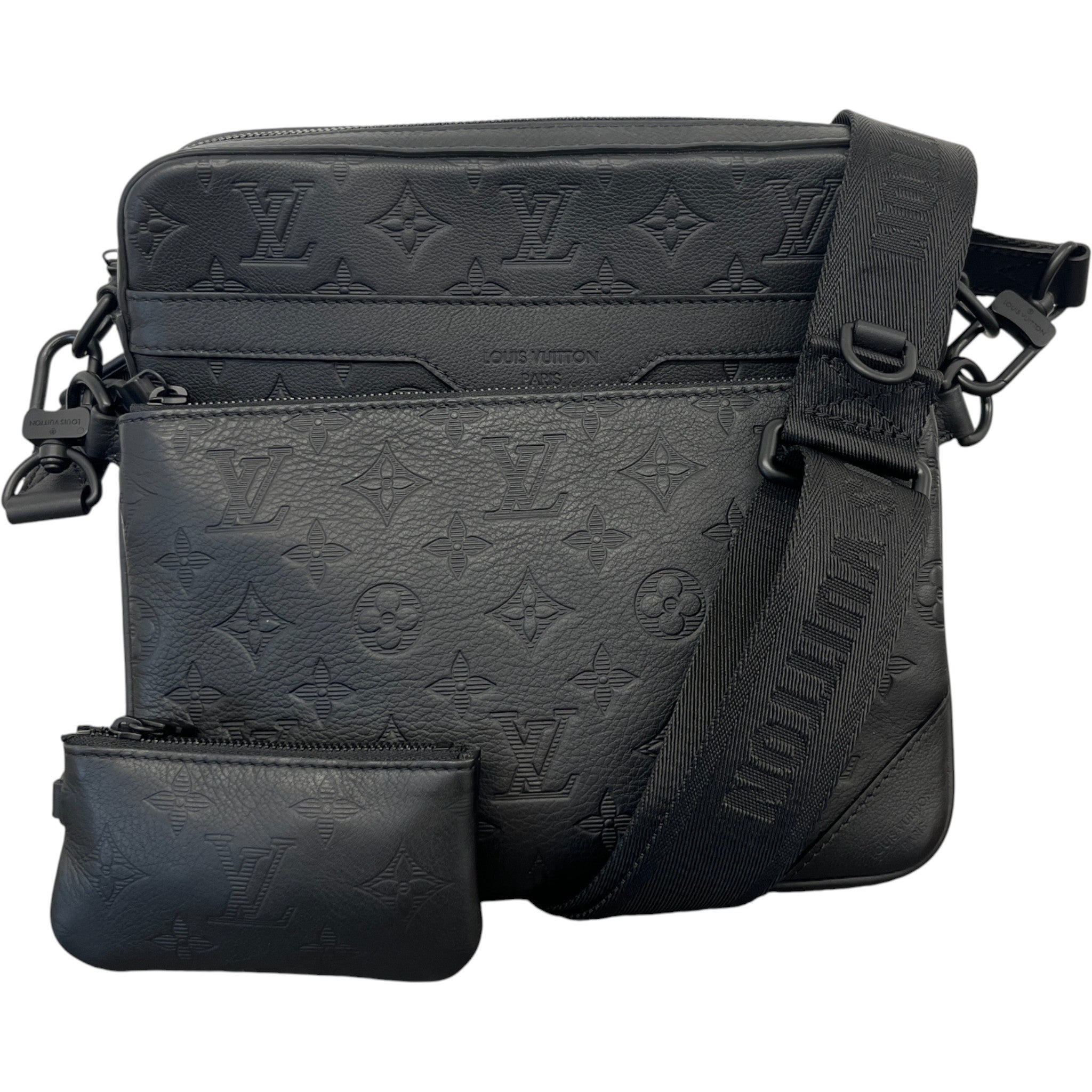 Men's Empreinte Leather Trio Messenger Bag Black