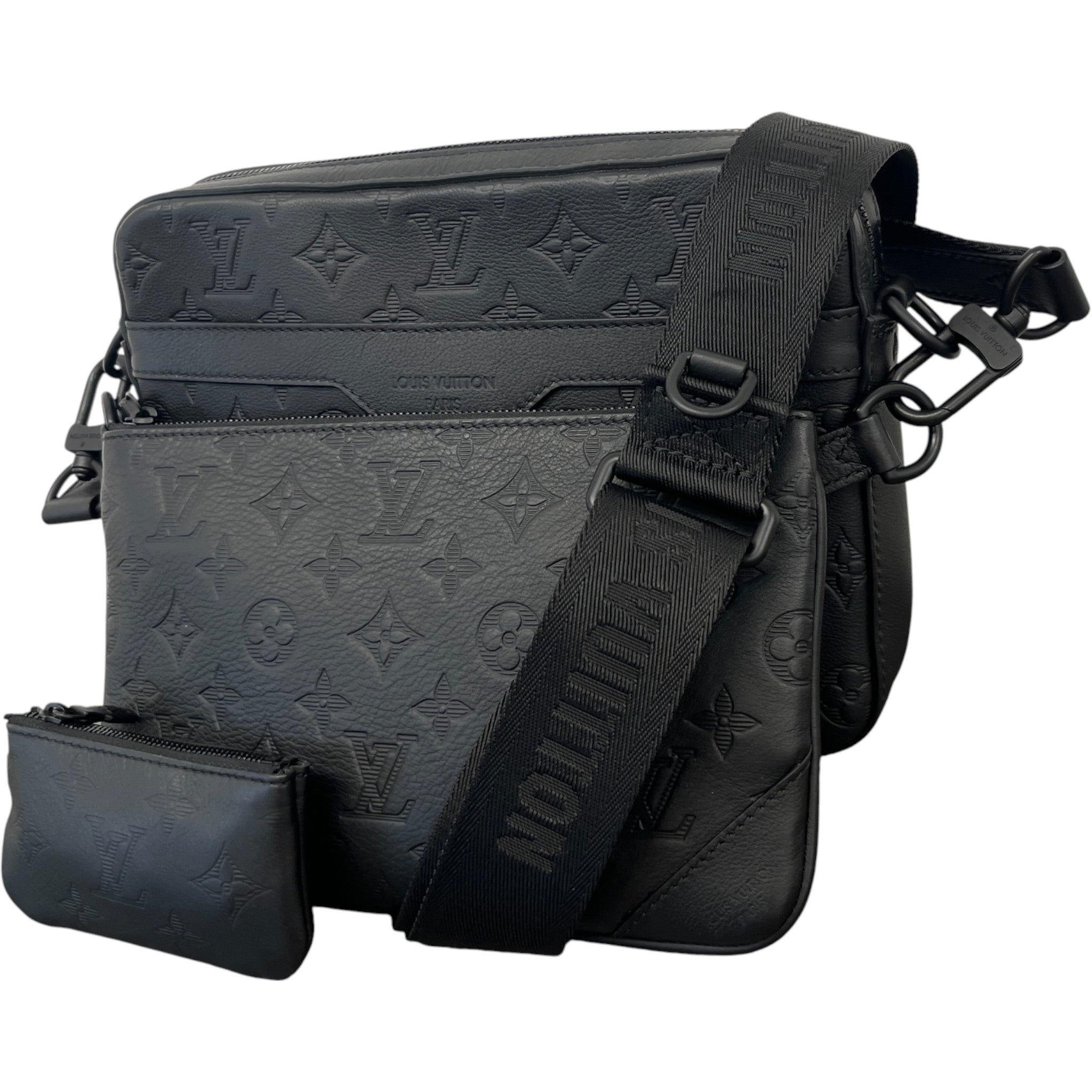 Men's Empreinte Leather Trio Messenger Bag Black