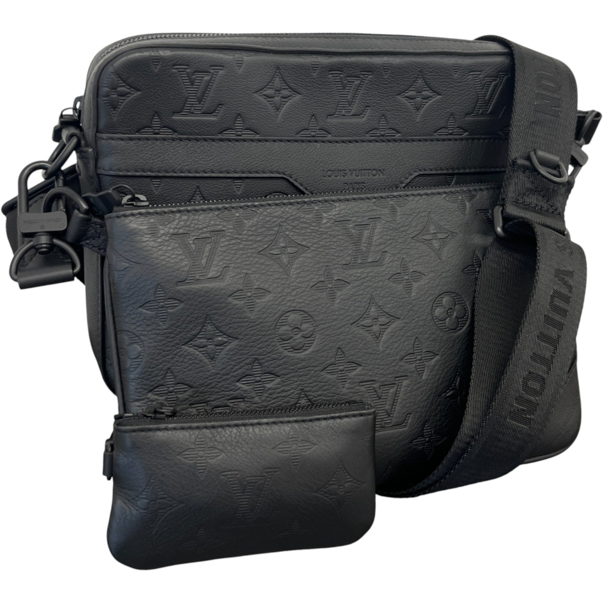 Men's Empreinte Leather Trio Messenger Bag Black