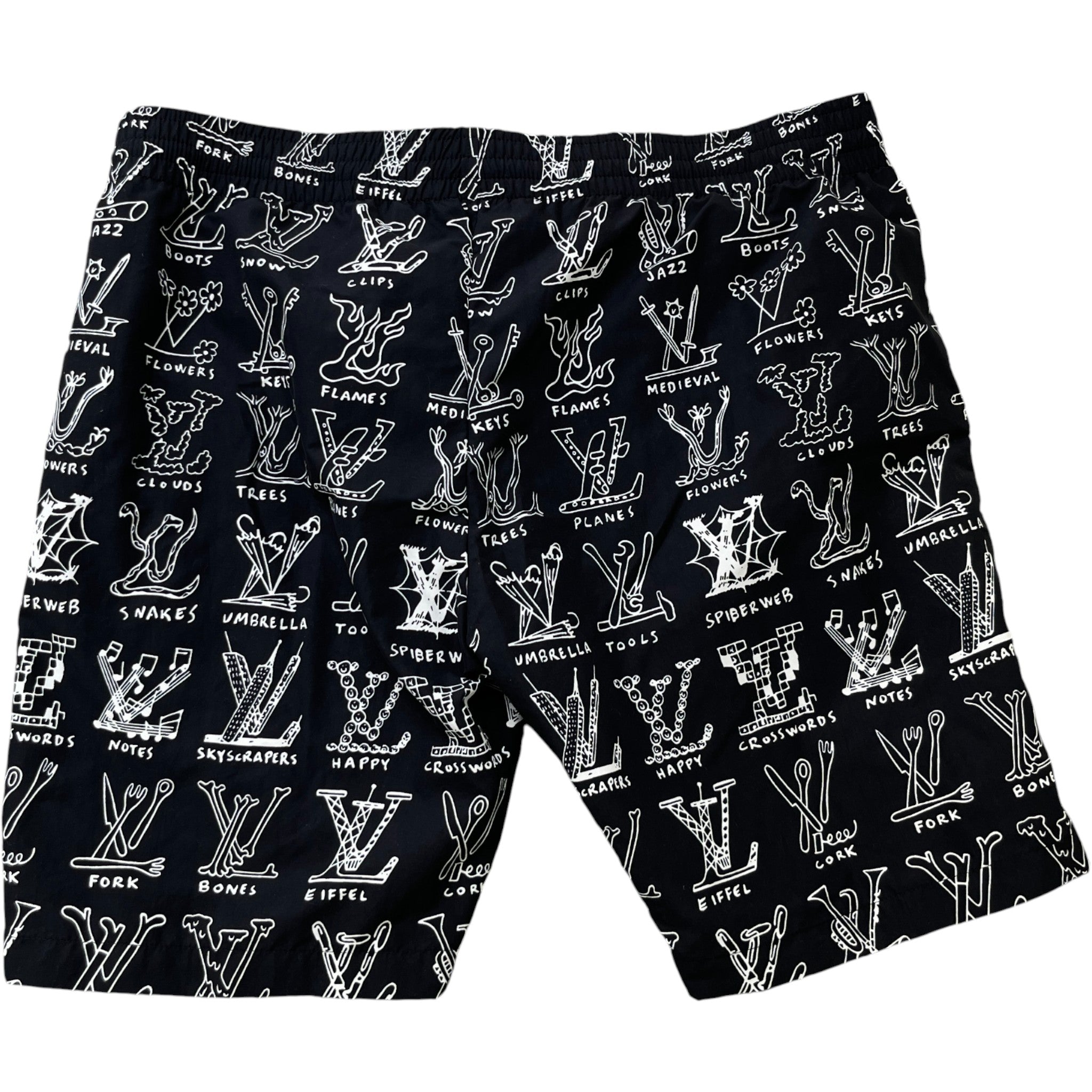 Men's Lv Cartoon Swim Shorts Black Size XL