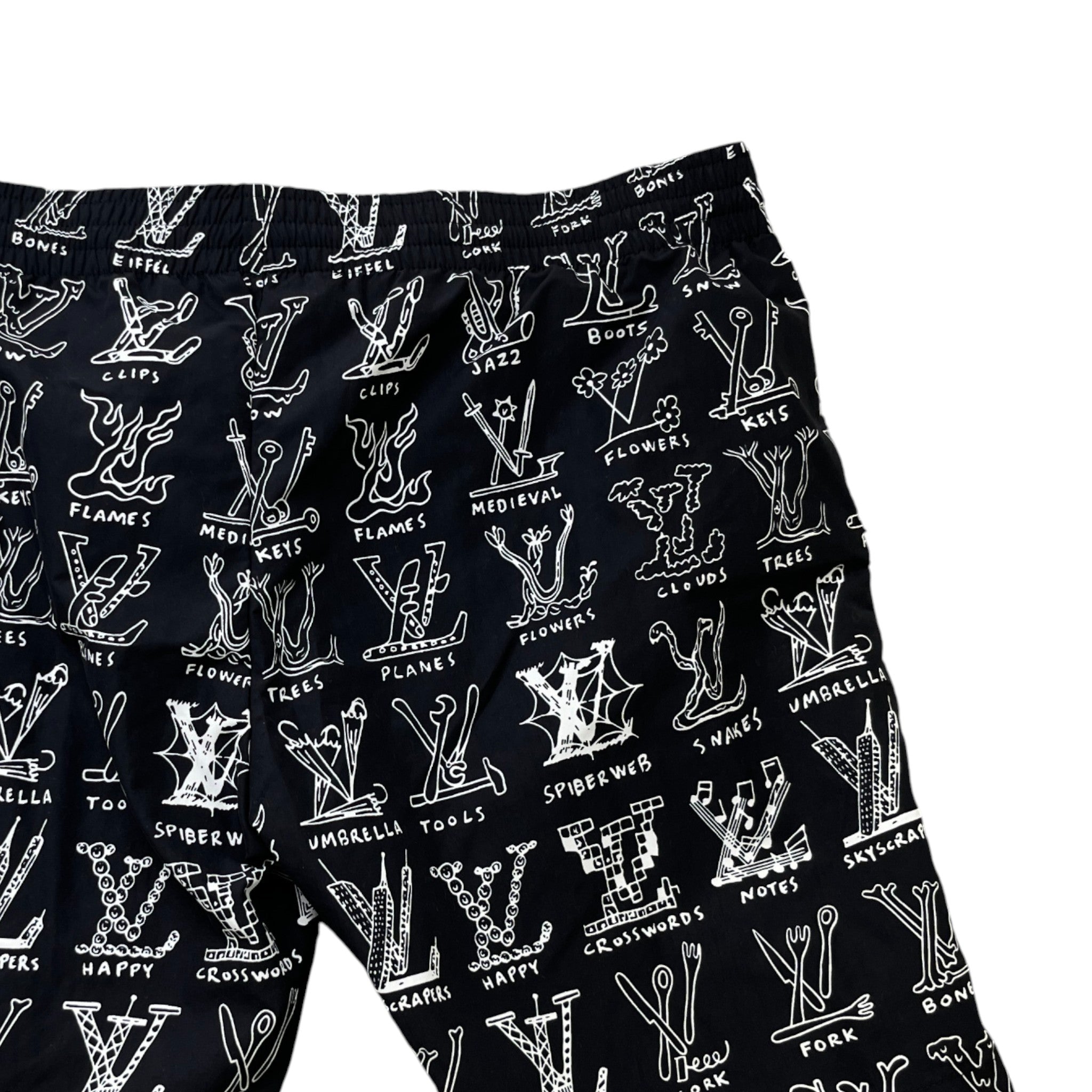 Men's Lv Cartoon Swim Shorts Black Size XL