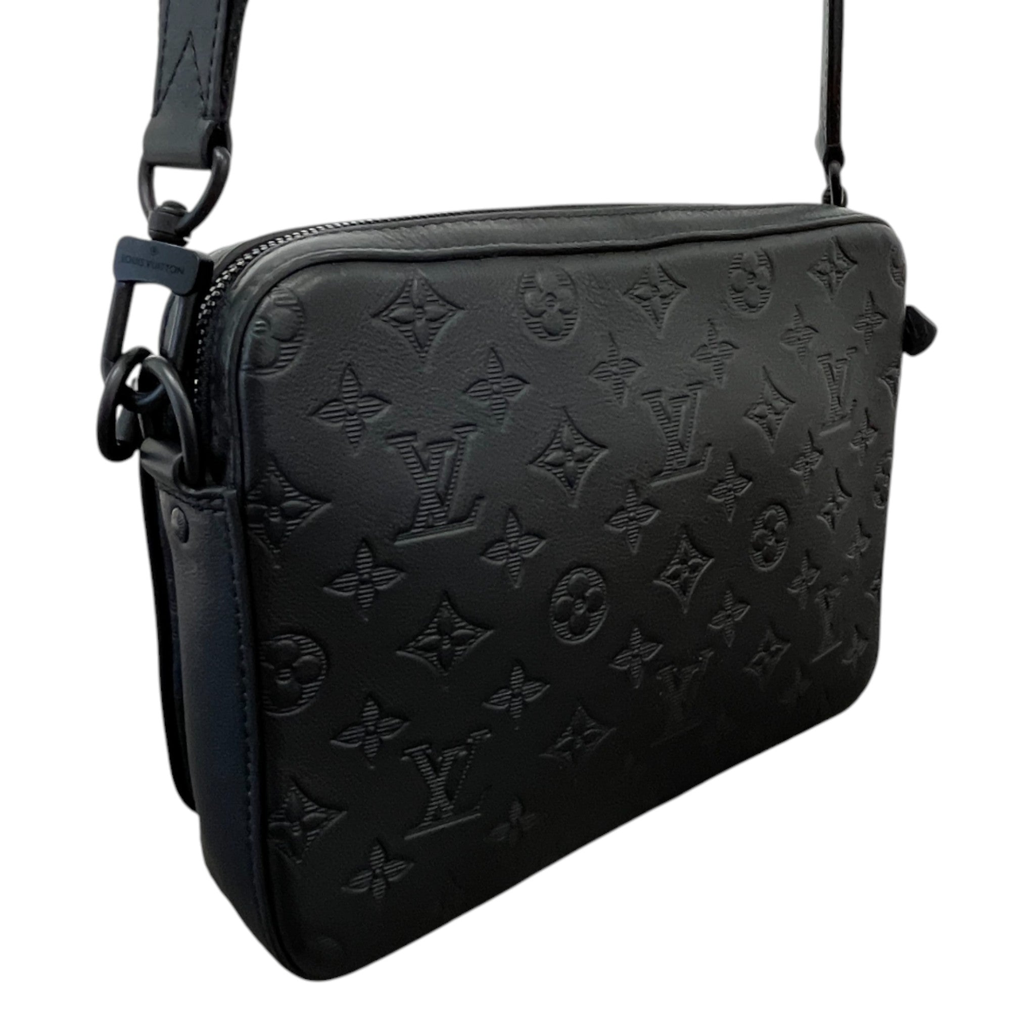 Men's Empreinte Leather Trio Messenger Bag Black