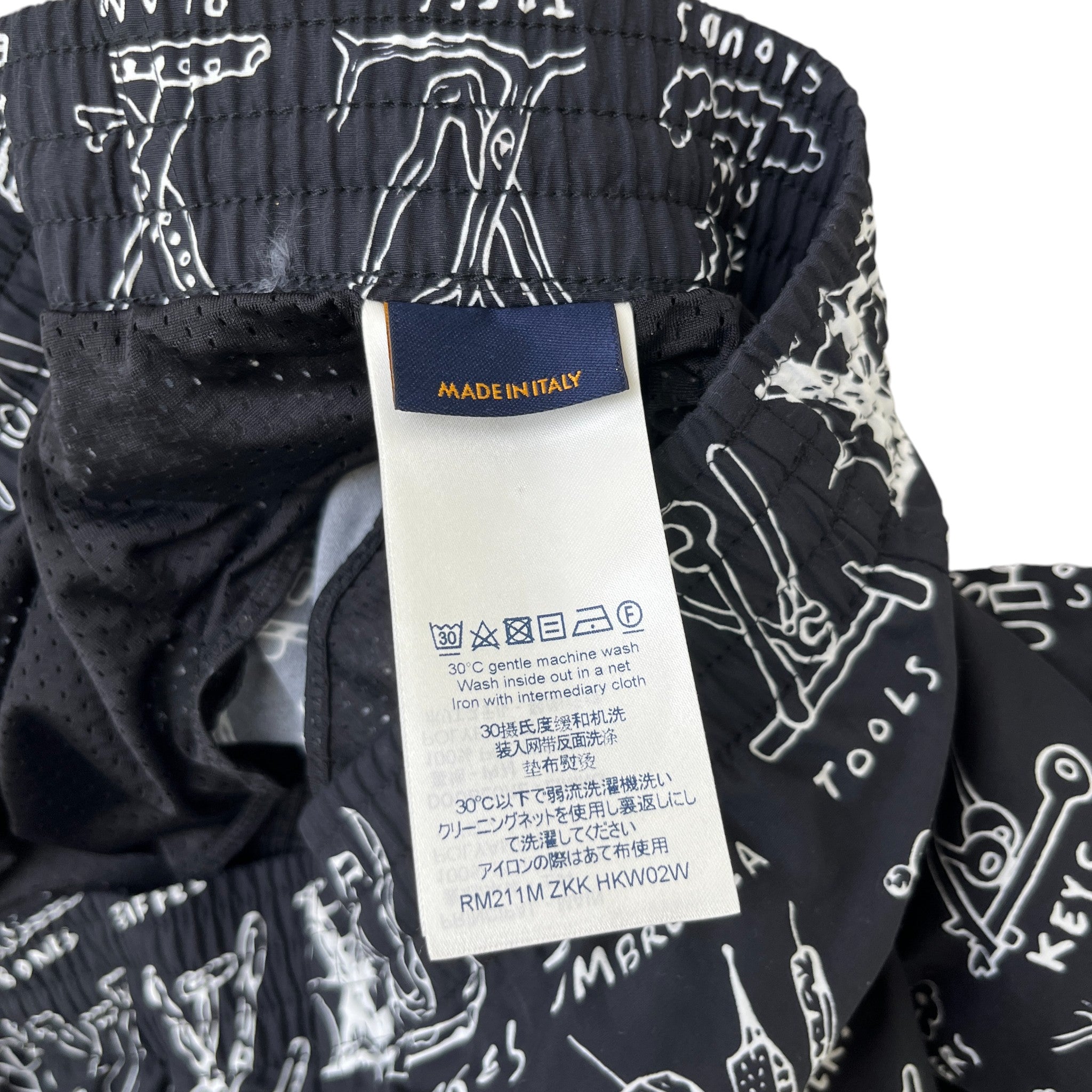 Men's Lv Cartoon Swim Shorts Black Size XL