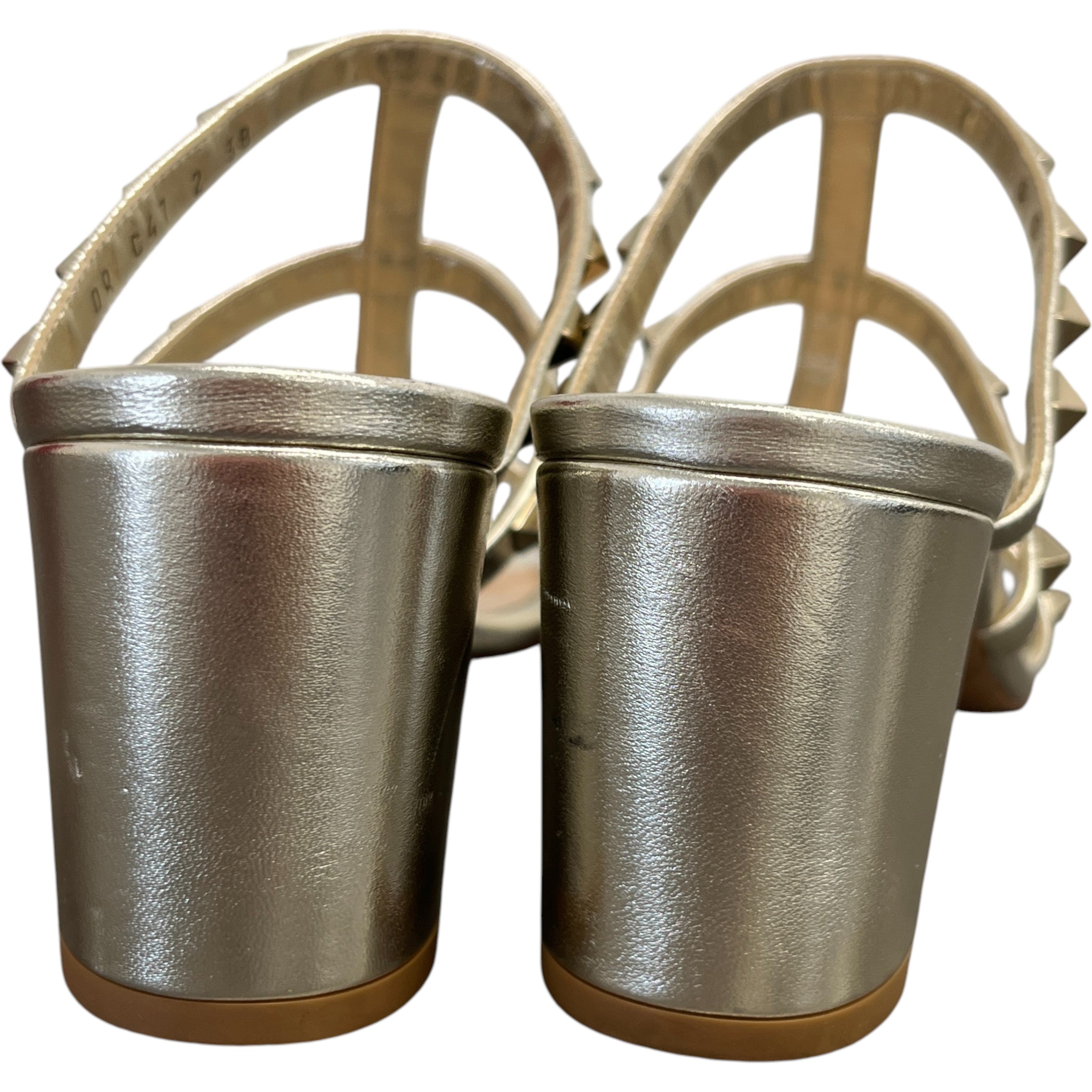 Women's Rockstud Metallic Sandal Heels Gold Size EU 38 / UK 5