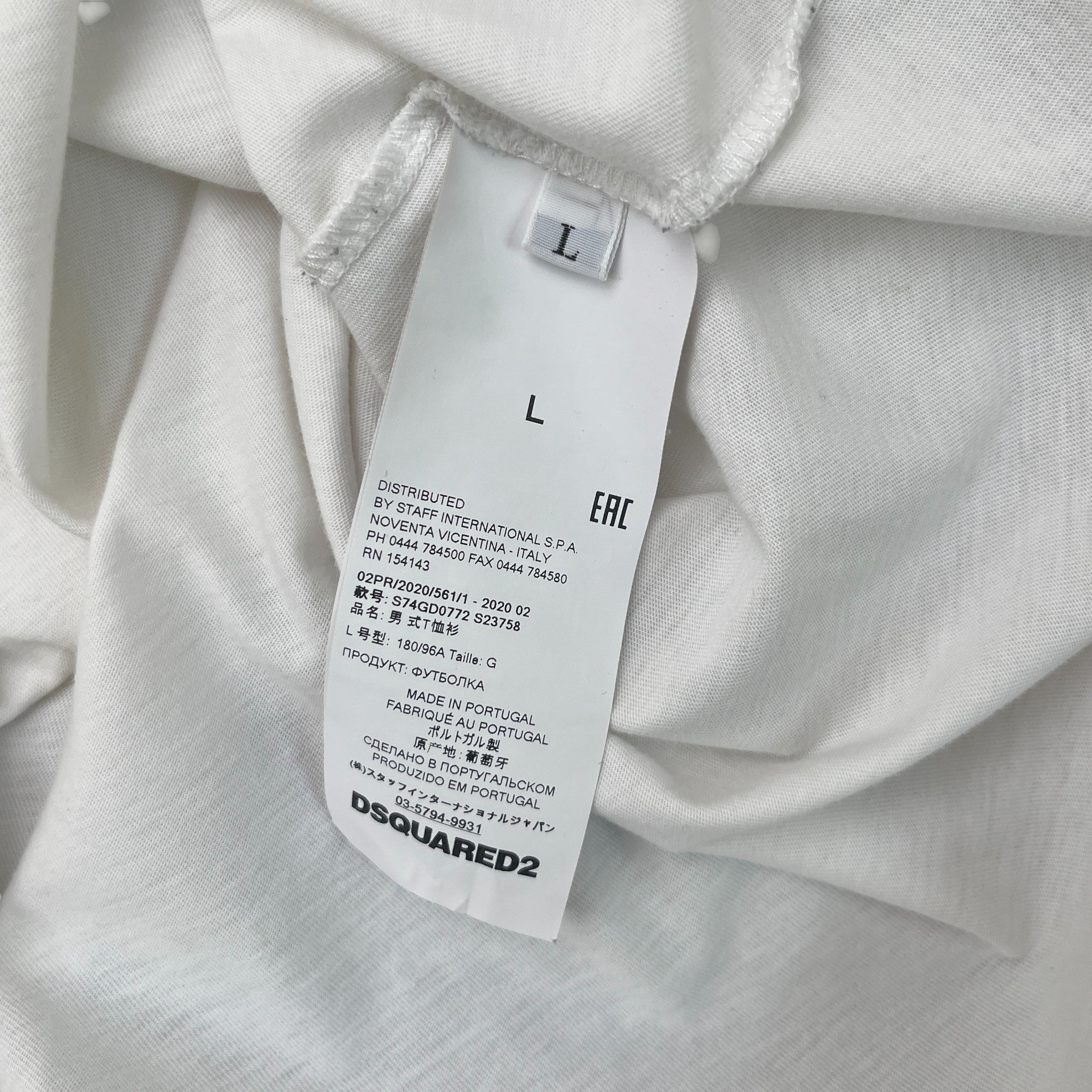 Men's Tape Logo Print T-Shirt White Size L