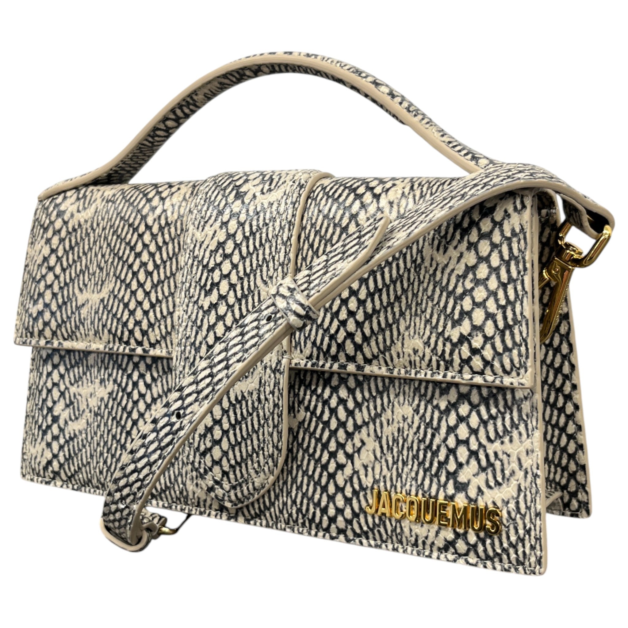 Women's The Large Bambino Snake Skin Effect Bag Beige