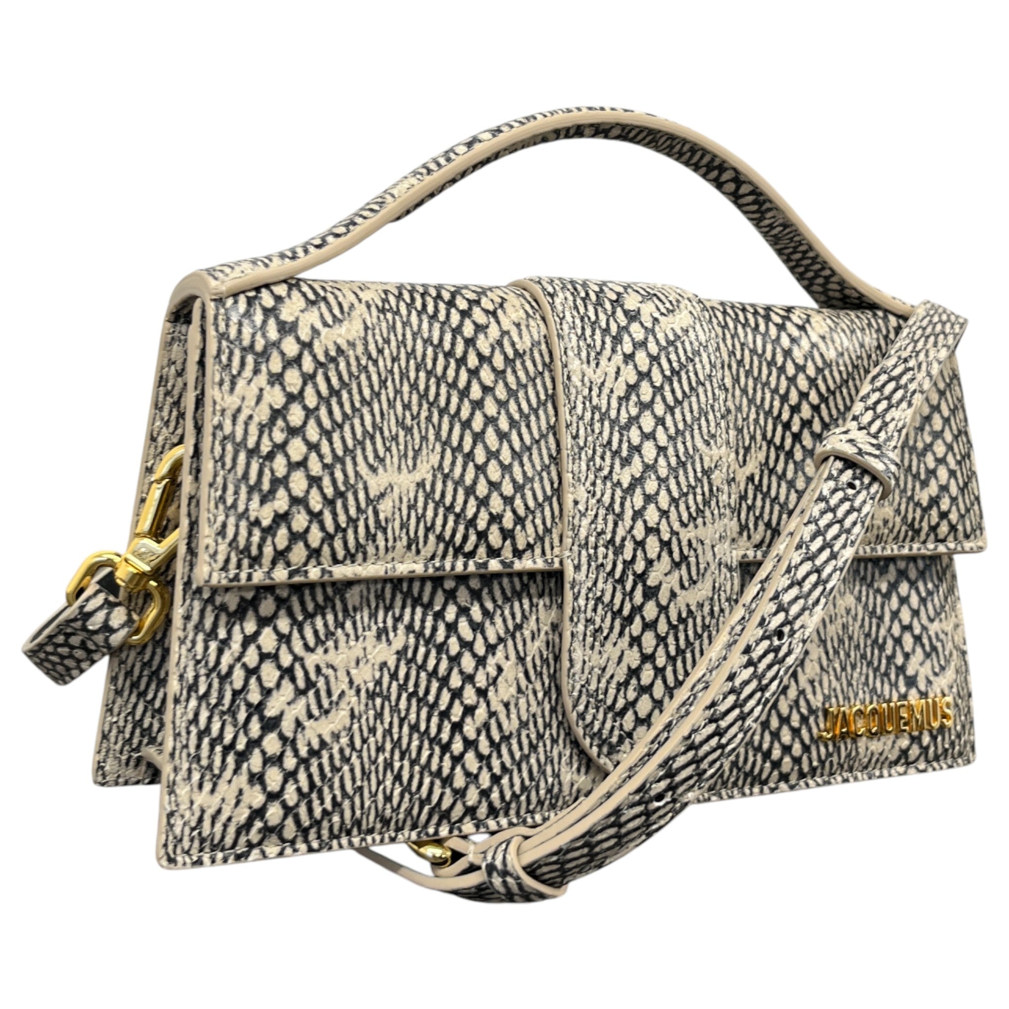 Women's The Large Bambino Snake Skin Effect Bag Beige