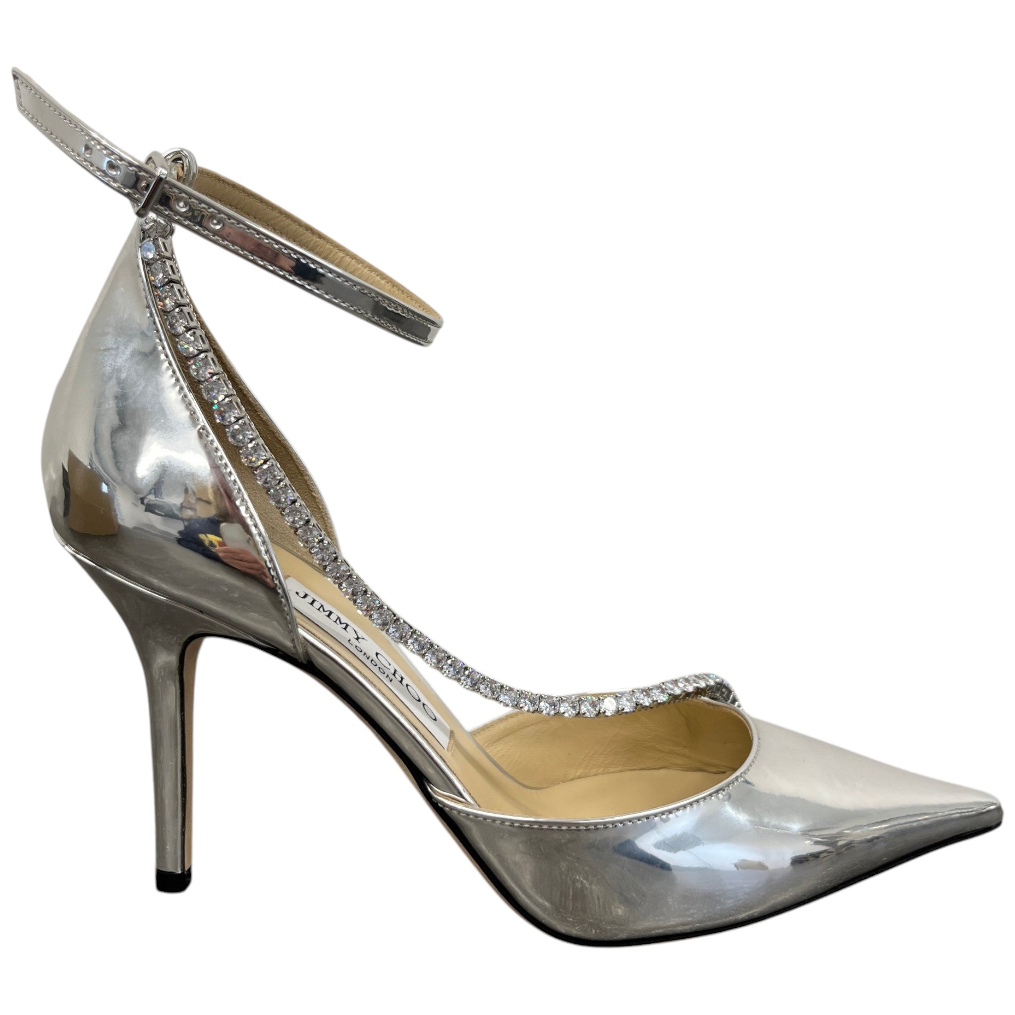 Women's Saeda Crystal Embellished Ankle Heels Silver Size EU 38 / UK 5
