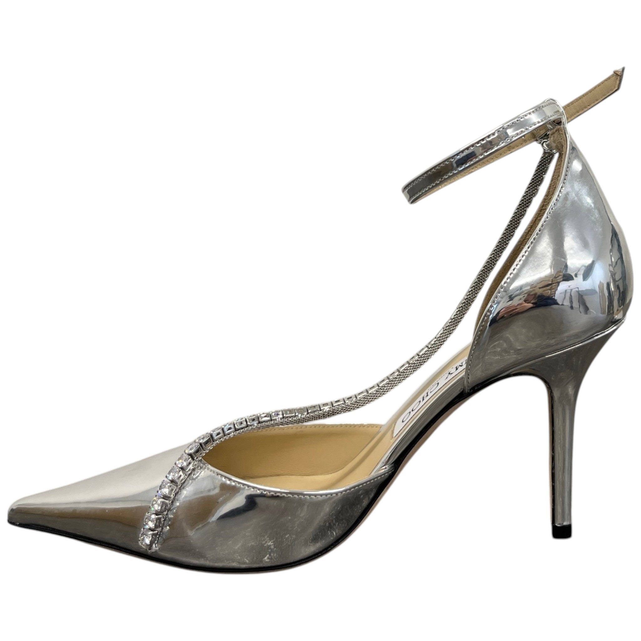 Women's Saeda Crystal Embellished Ankle Heels Silver Size EU 38 / UK 5