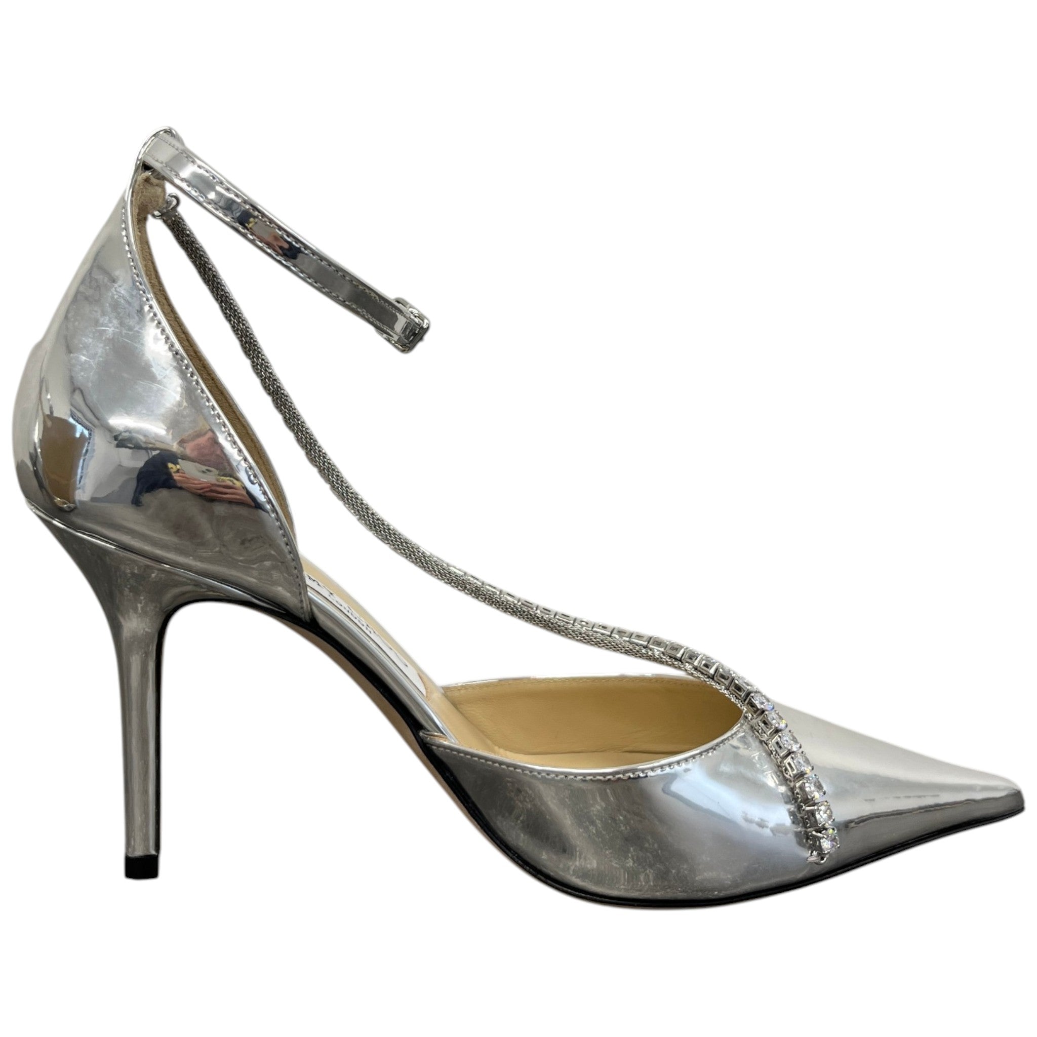 Women's Saeda Crystal Embellished Ankle Heels Silver Size EU 38 / UK 5