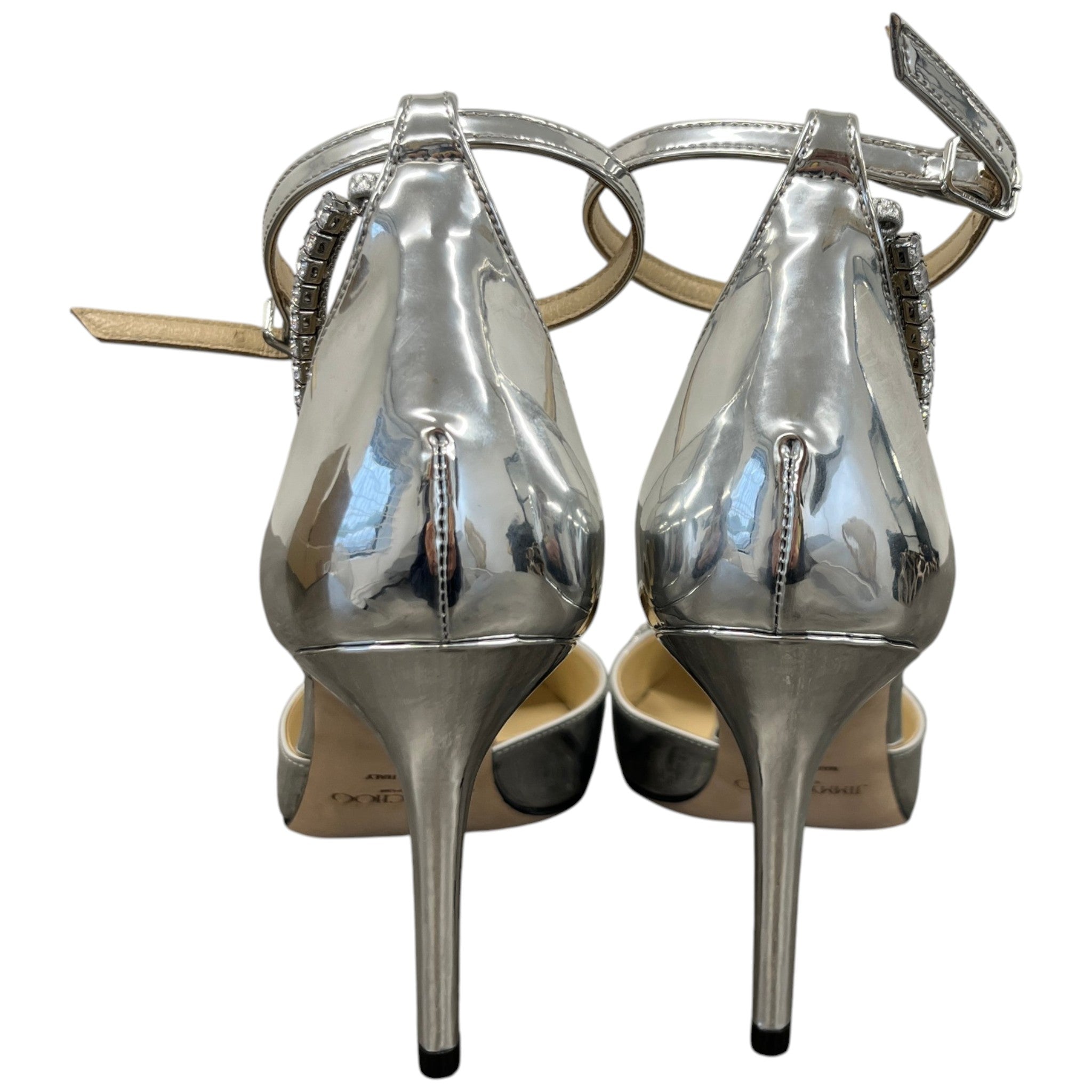 Women's Saeda Crystal Embellished Ankle Heels Silver Size EU 38 / UK 5