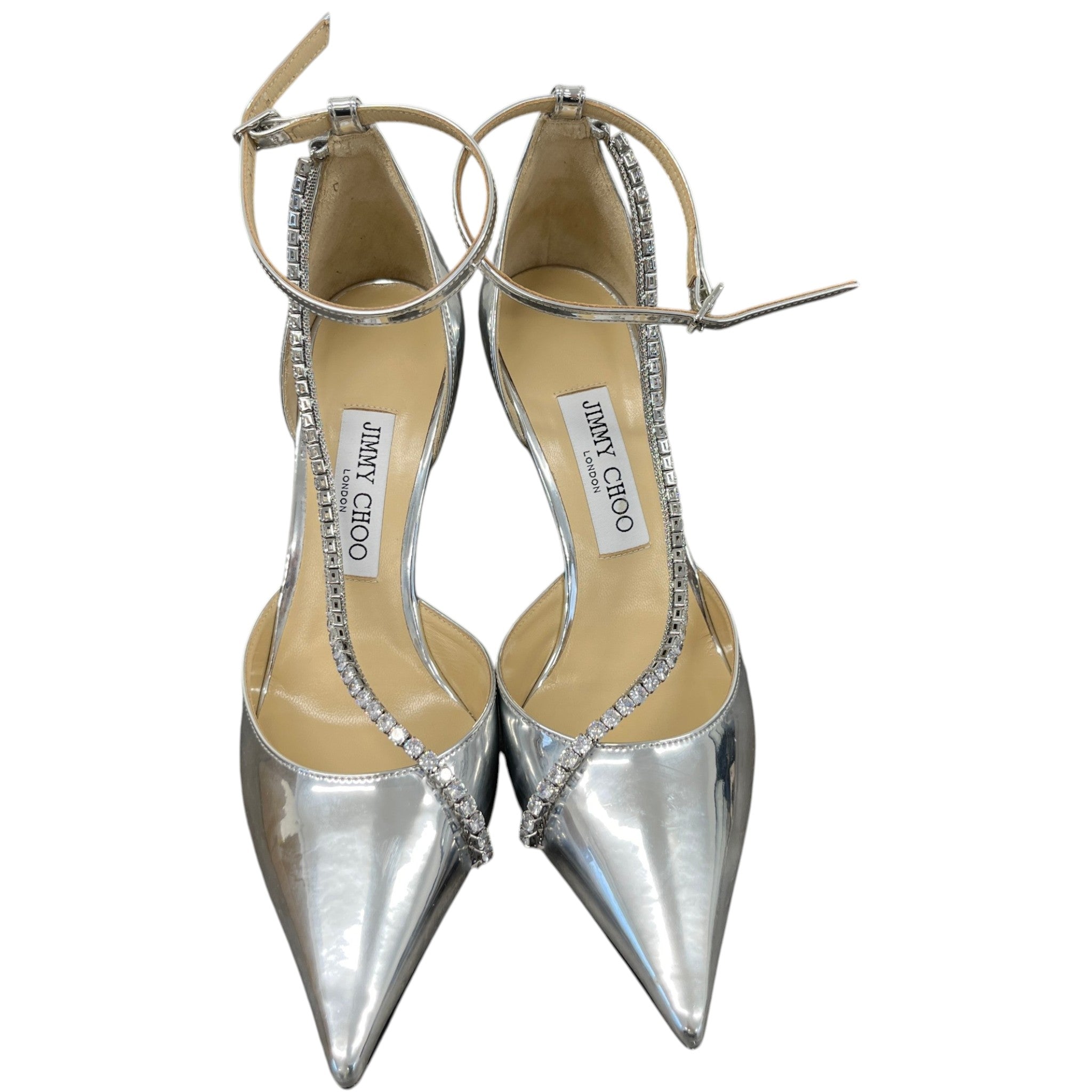 Women's Saeda Crystal Embellished Ankle Heels Silver Size EU 38 / UK 5
