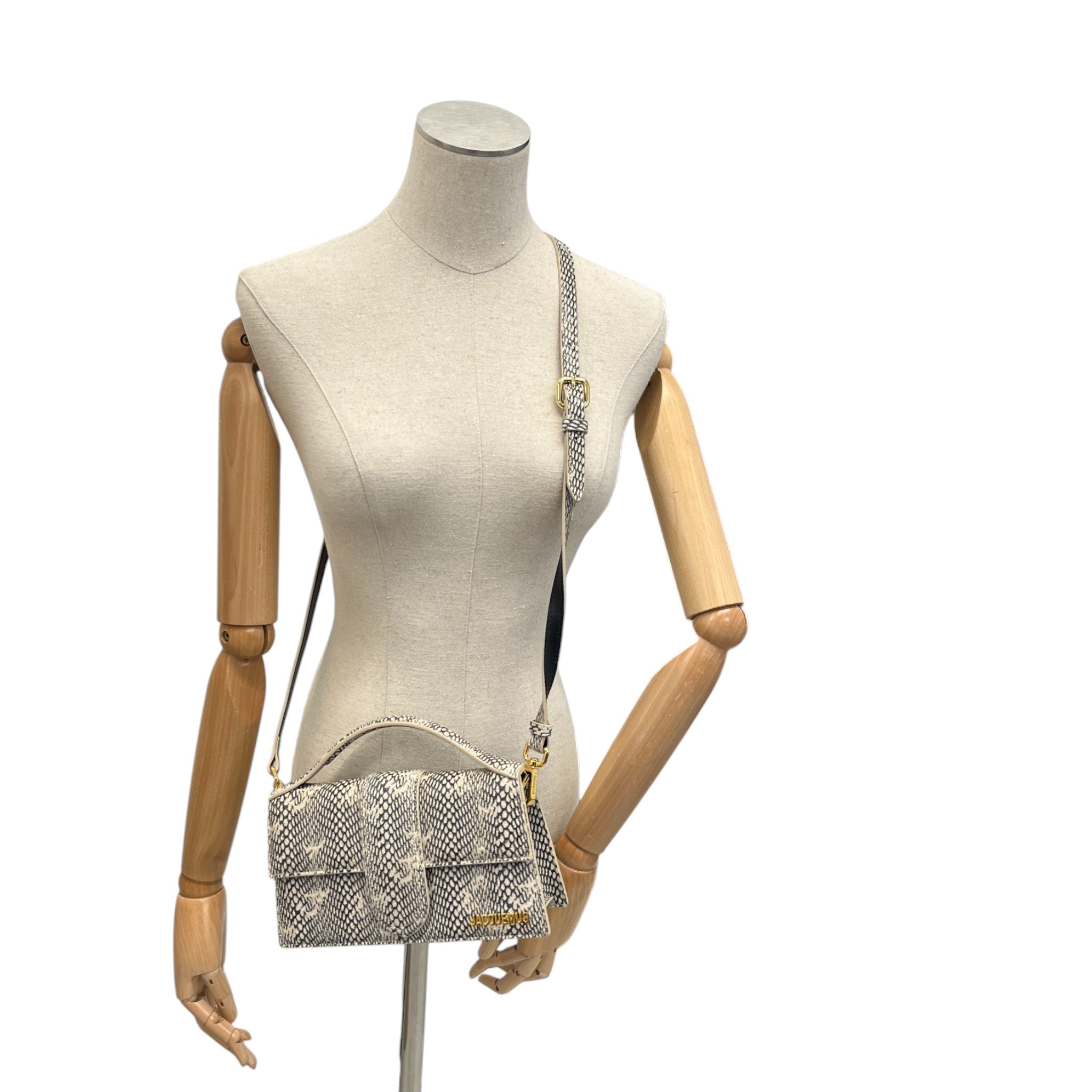 Women's The Large Bambino Snake Skin Effect Bag Beige