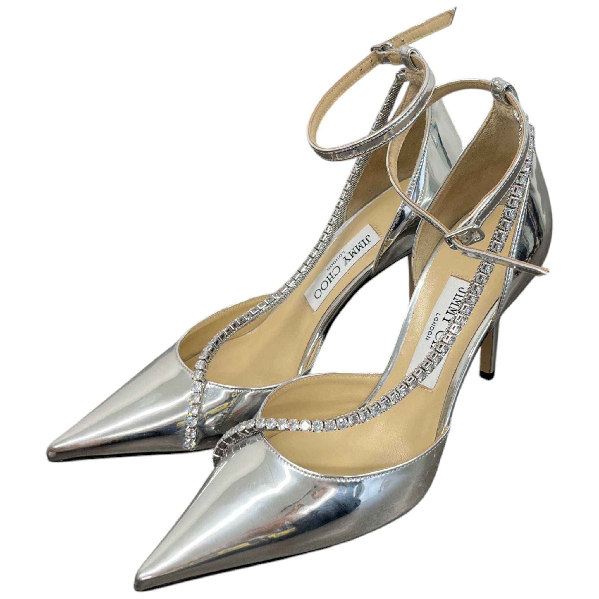Women's Saeda Crystal Embellished Ankle Heels Silver Size EU 38 / UK 5