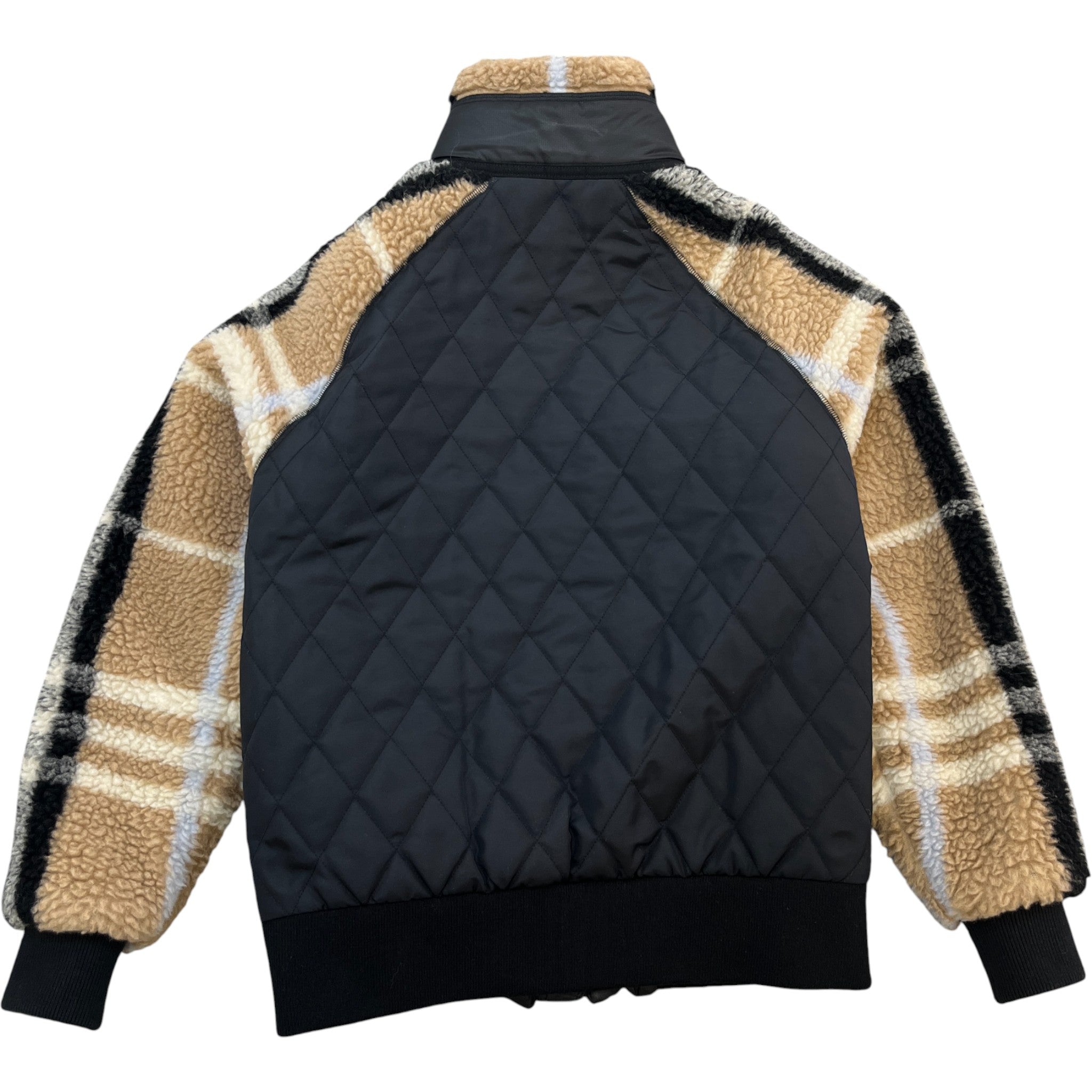 Women's Checkered Shearling Jacket Beige Size XXS