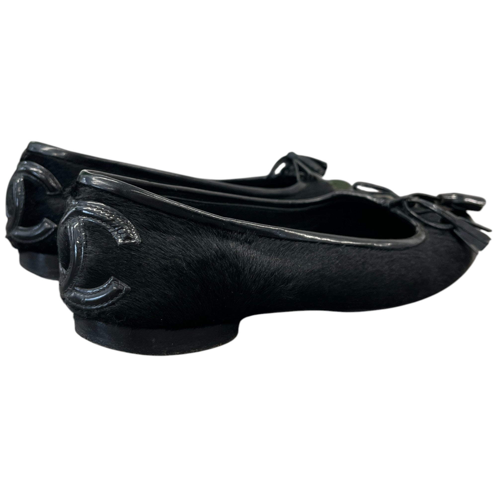 Women's Pony Hair Cc Logo Mules Black Size EU 34 / UK 1