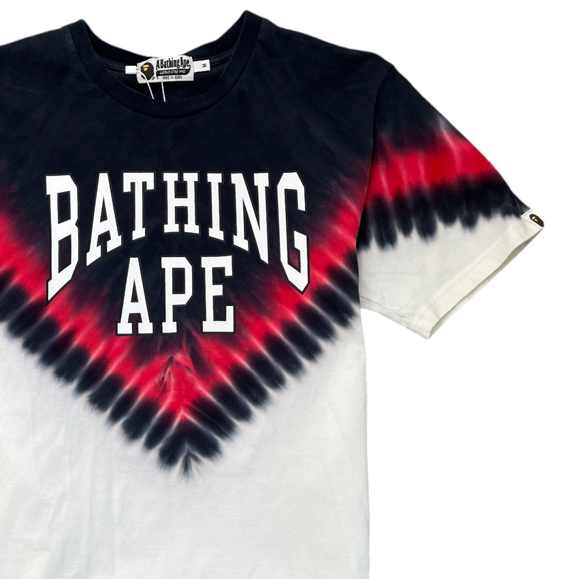 Men's Curved Logo Tie Dye T-Shirt Black Size M