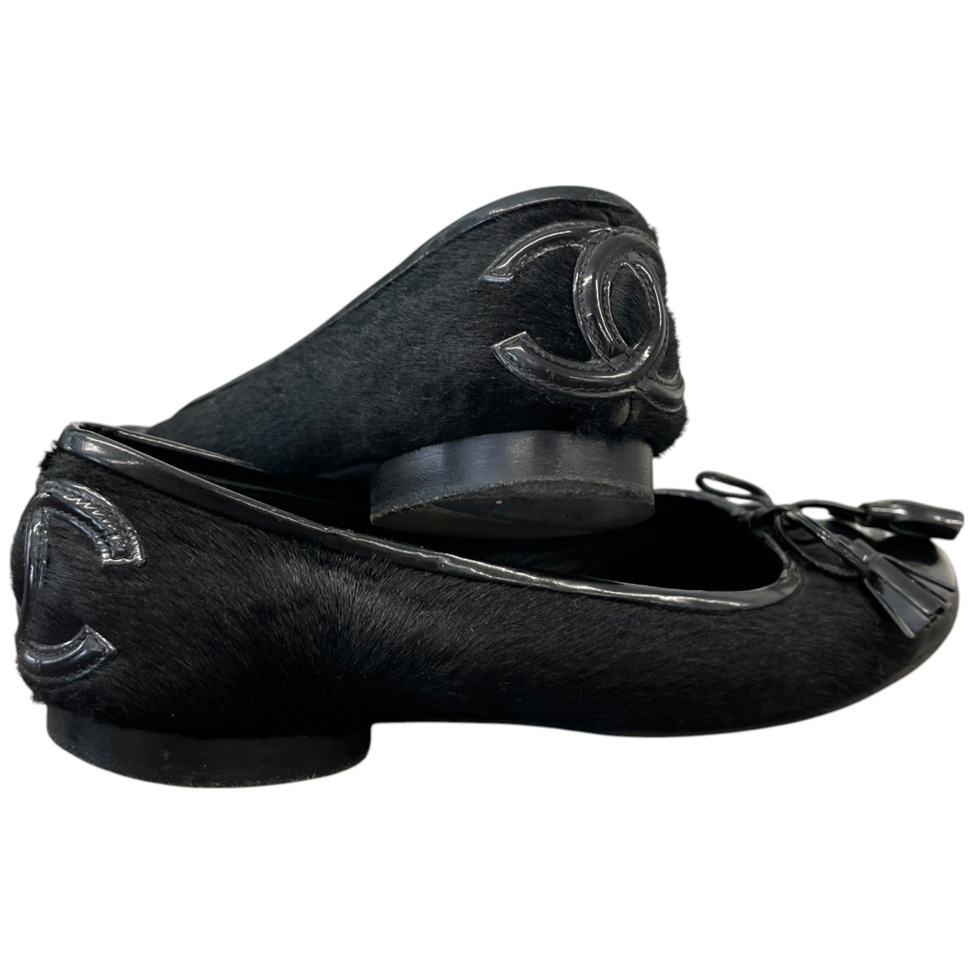 Women's Pony Hair Cc Logo Mules Black Size EU 34 / UK 1