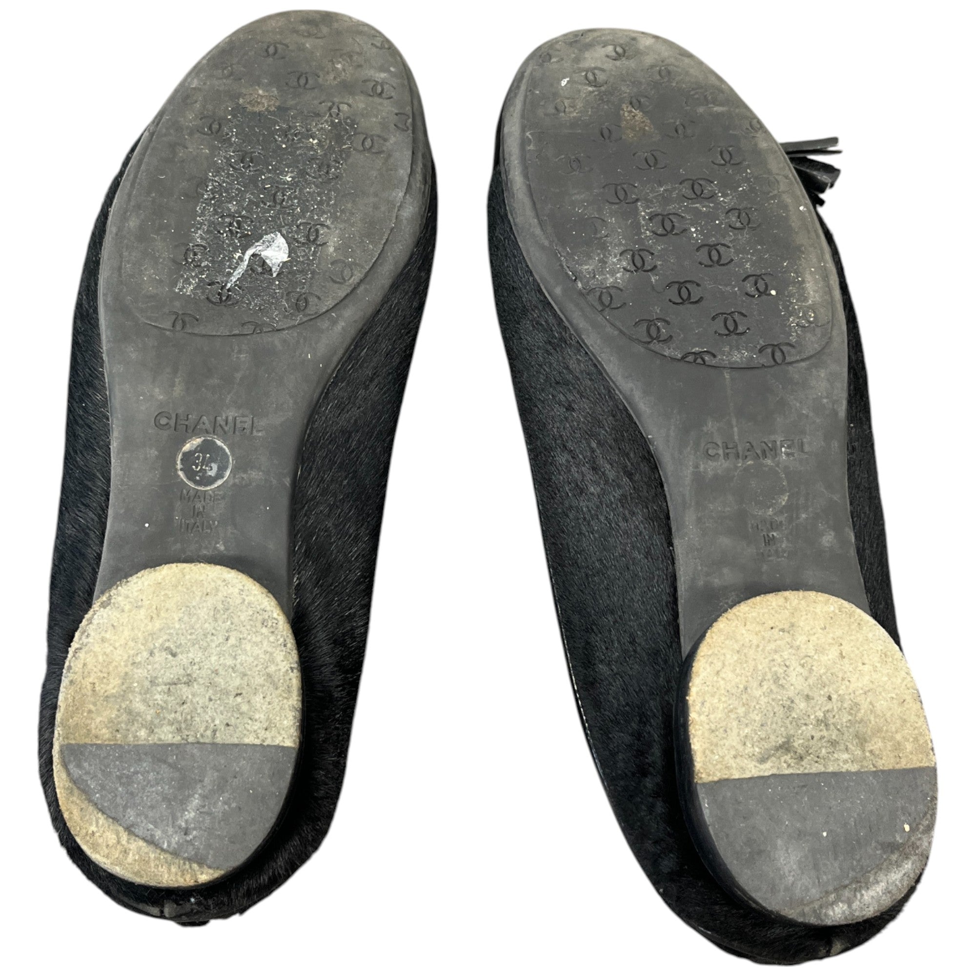 Women's Pony Hair Cc Logo Mules Black Size EU 34 / UK 1