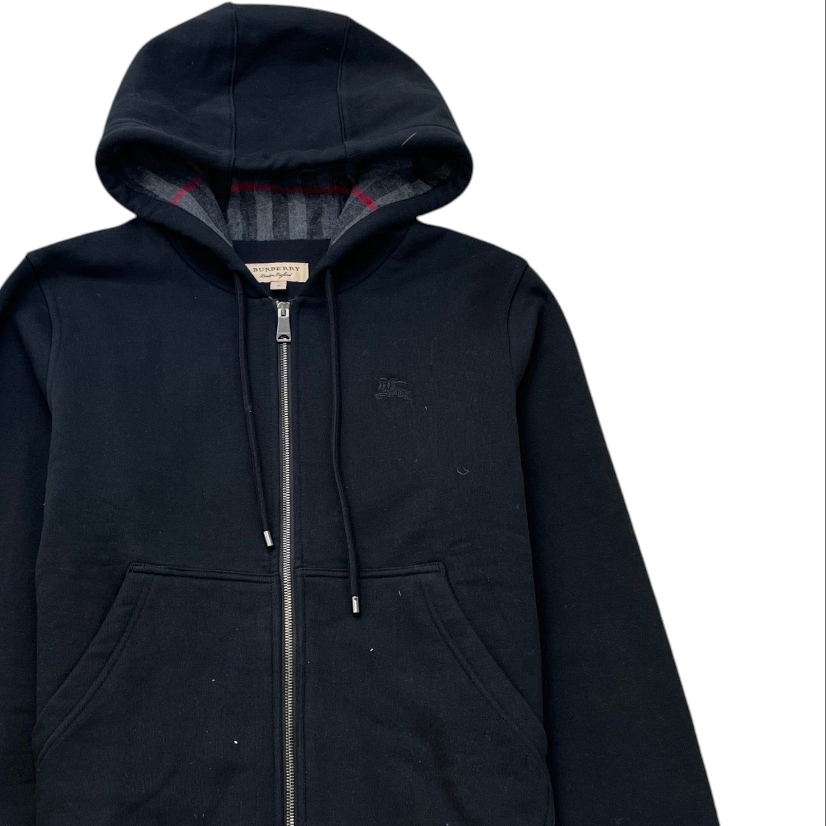 Men's Embroidered Logo Nova Check Hoodie Black Size M