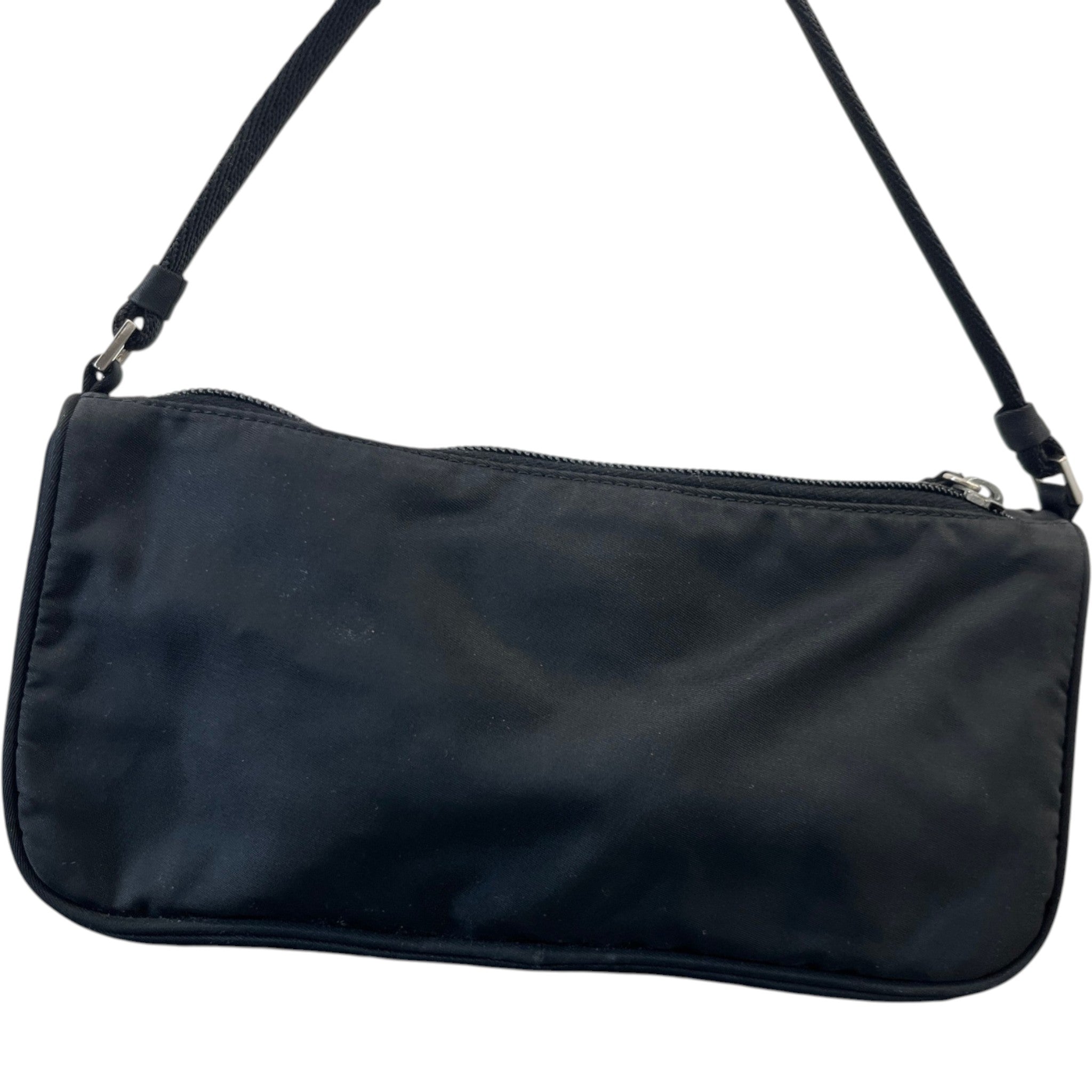 Women's Plaque Logo Nylon Pochette Bag Black