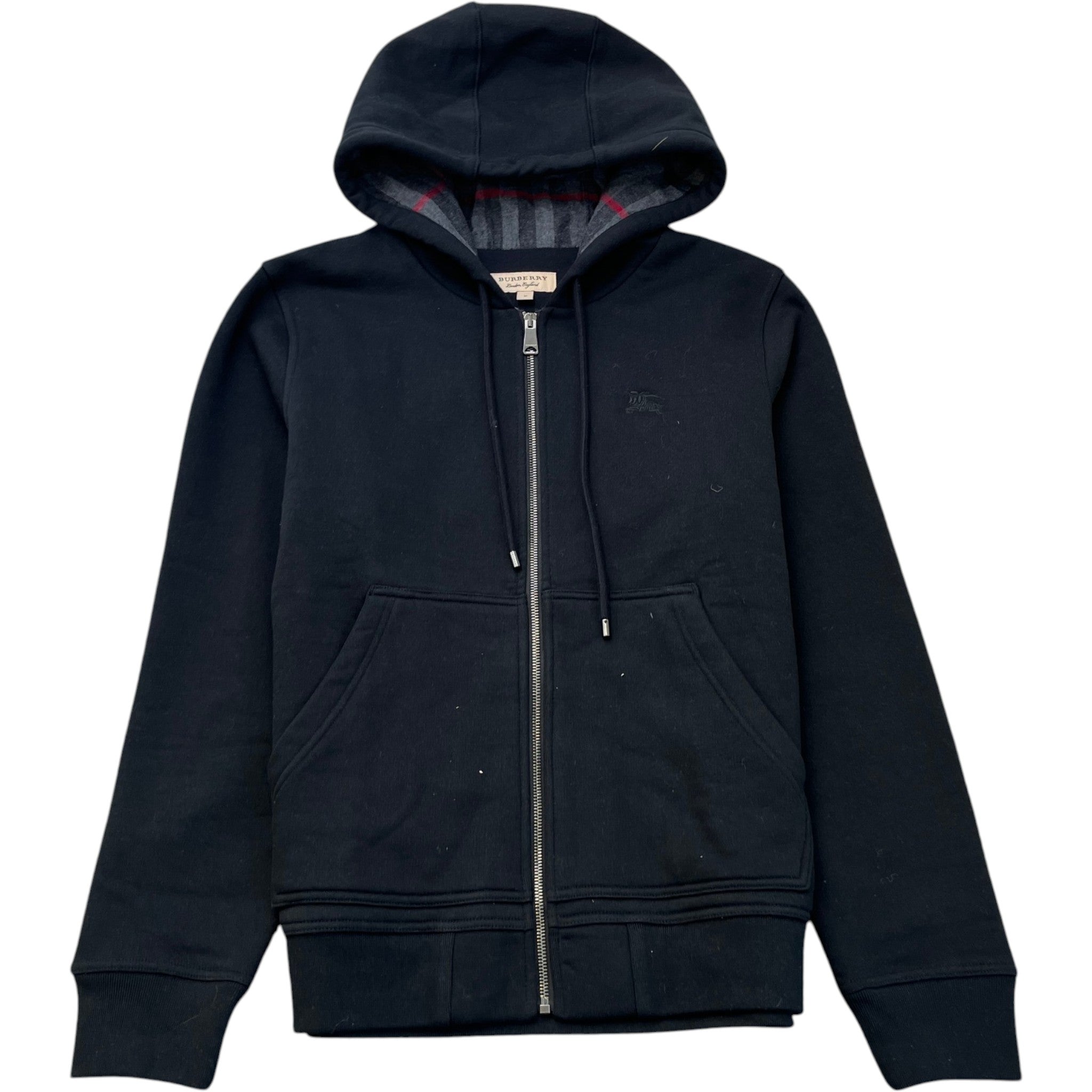 Men's Embroidered Logo Nova Check Hoodie Black Size M
