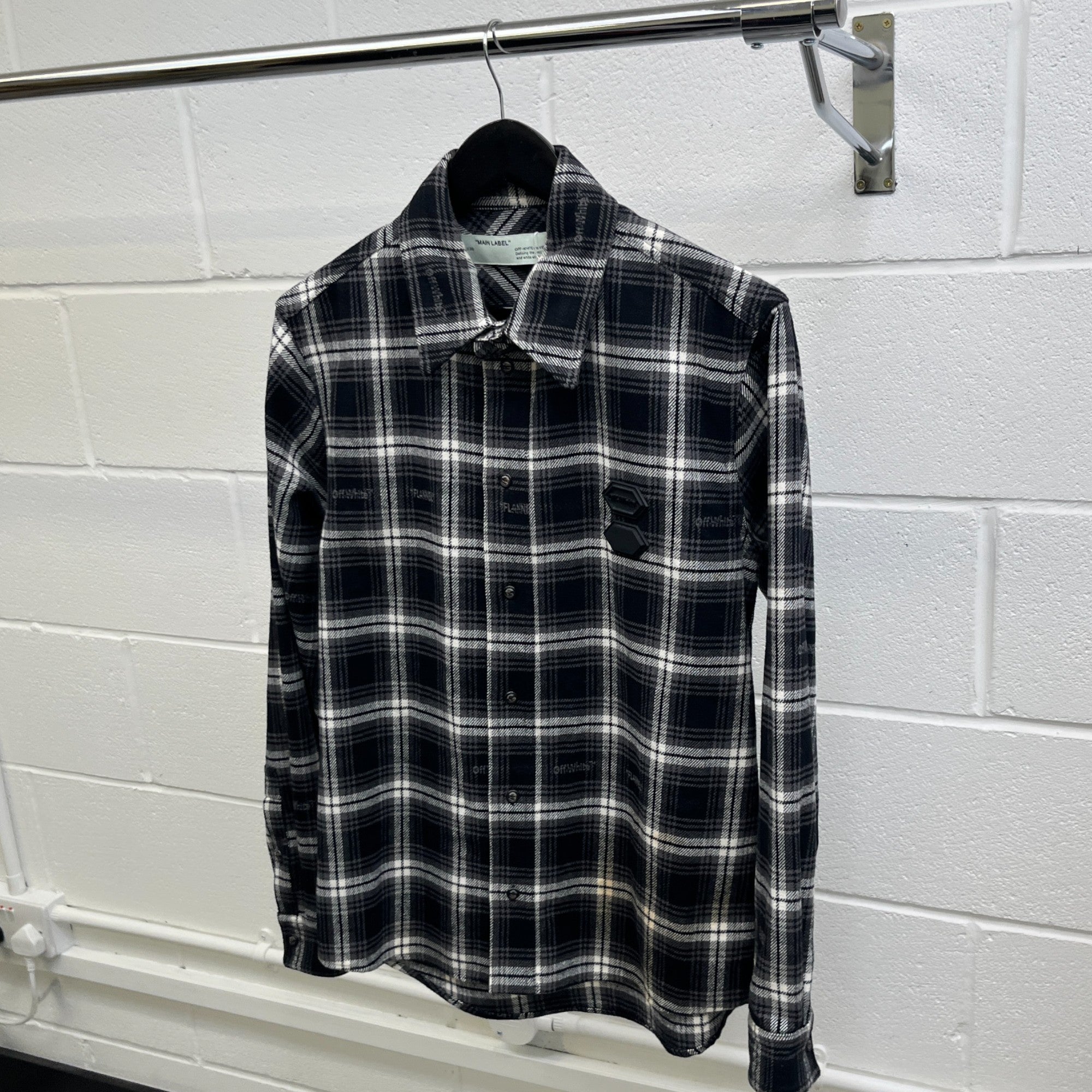 Men's Check Logo OverShirt Black Size S
