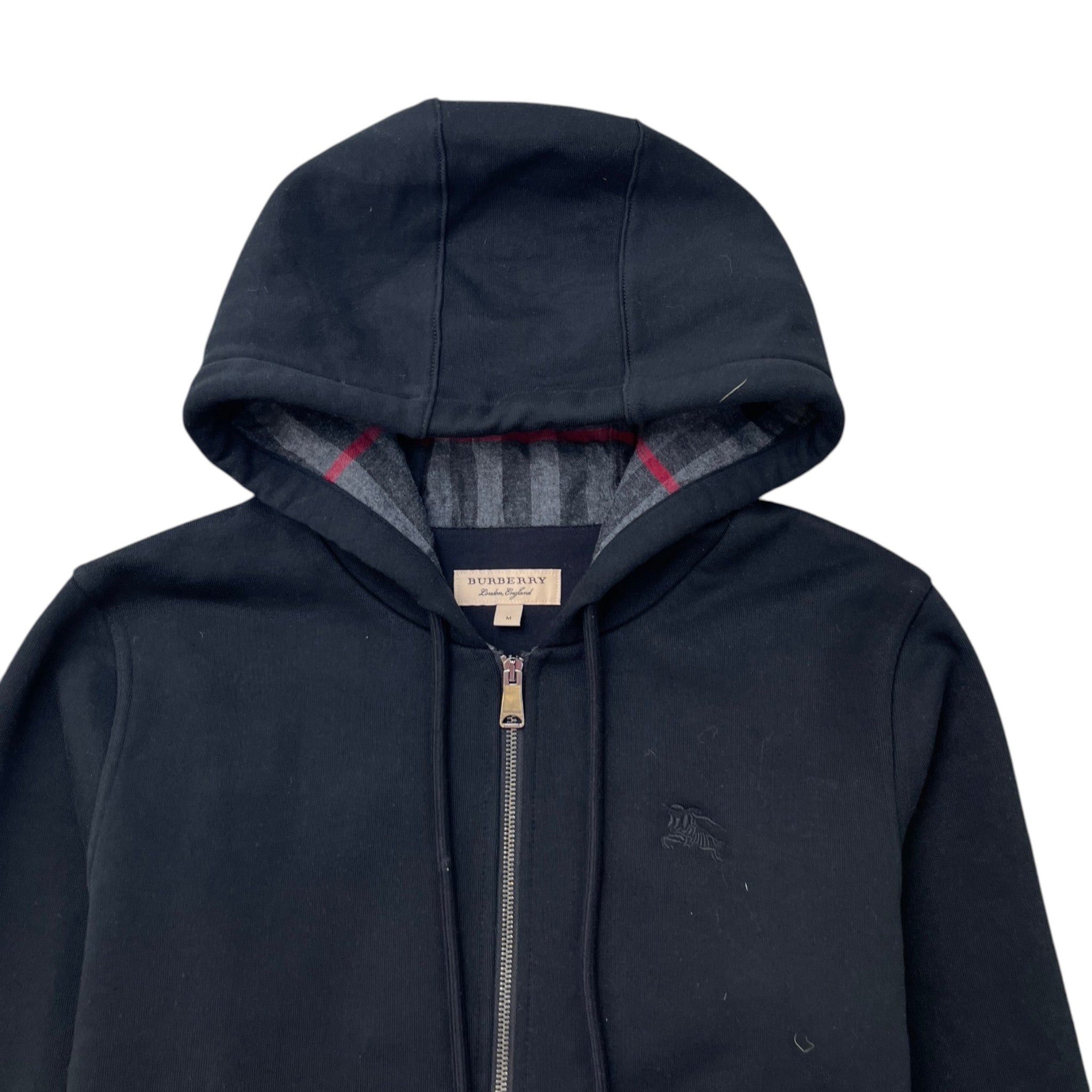 Men's Embroidered Logo Nova Check Hoodie Black Size M