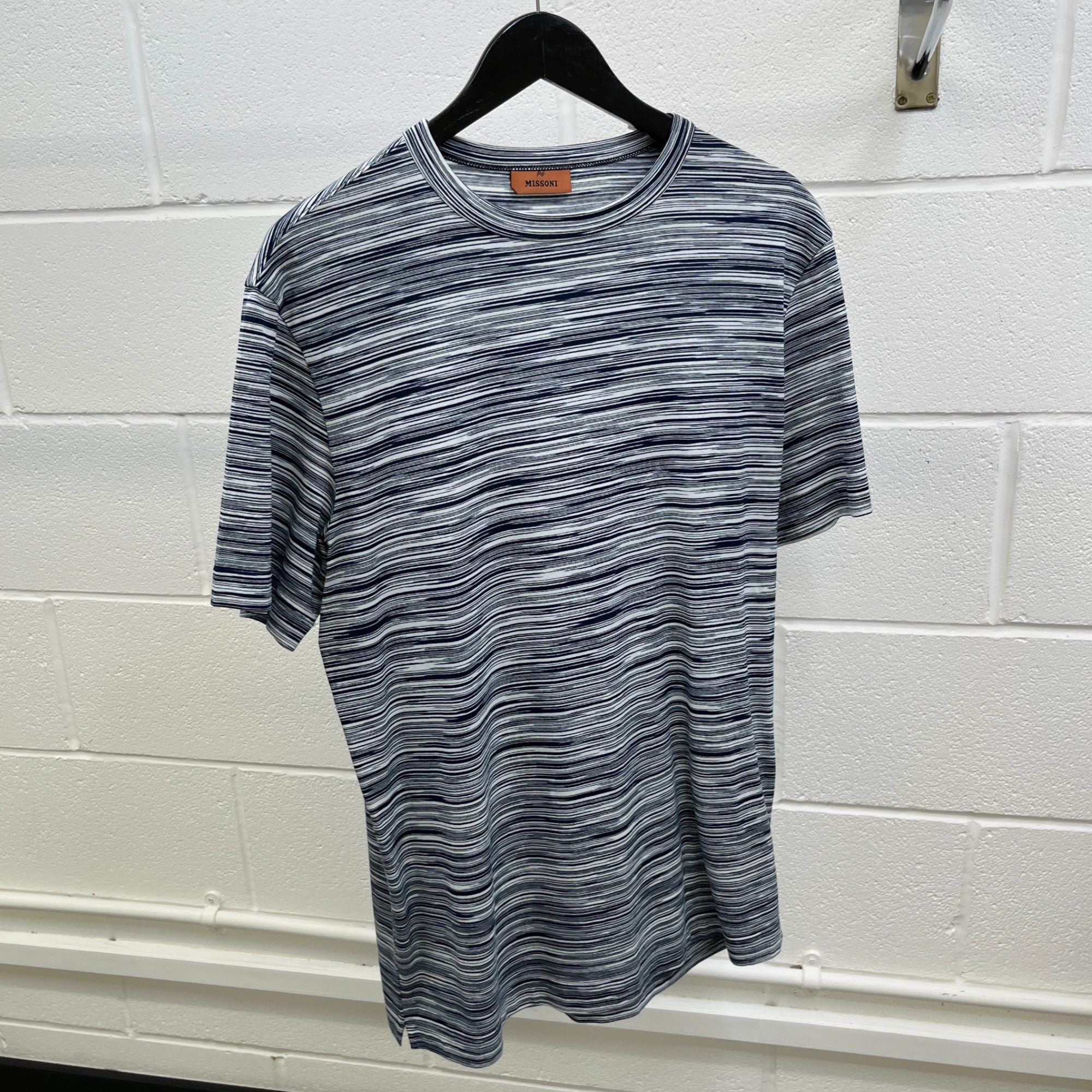 Men's Striped Cotton T-Shirt Navy Size L