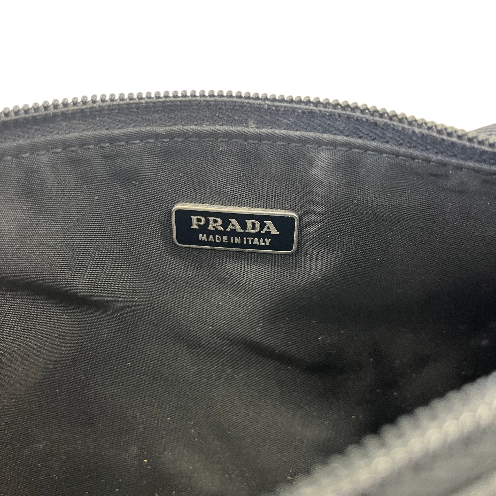 Women's Plaque Logo Nylon Pochette Bag Black