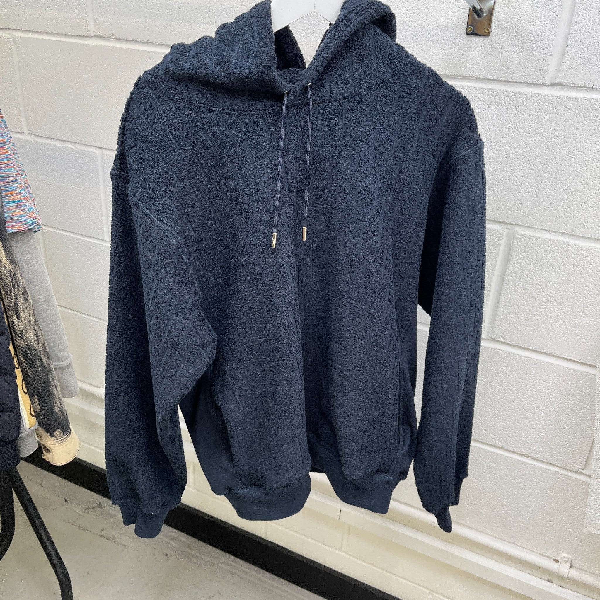 Men's Oblique Towelling Hoodie Navy Size XL