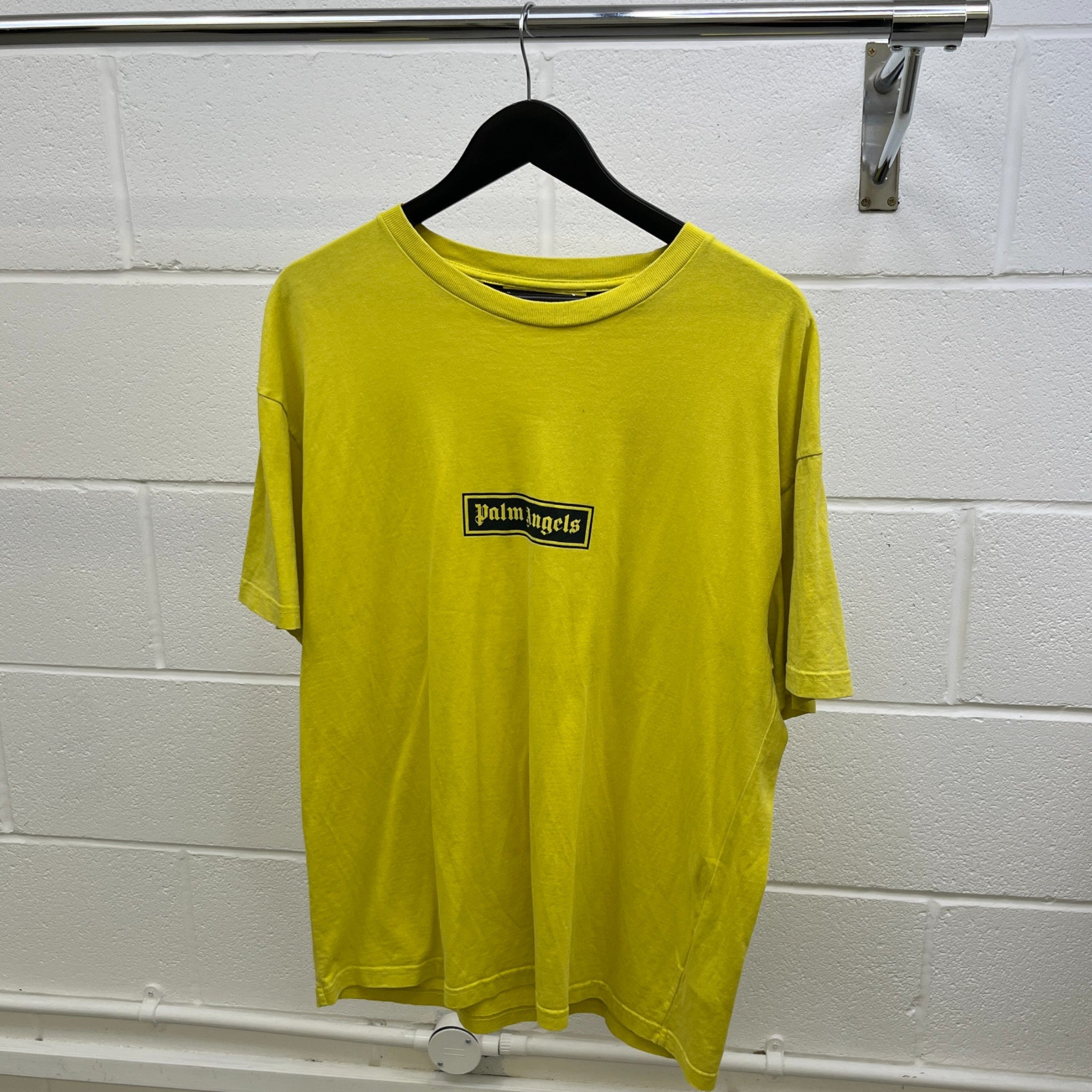 Men's Logo Print T-Shirt Yellow Size L