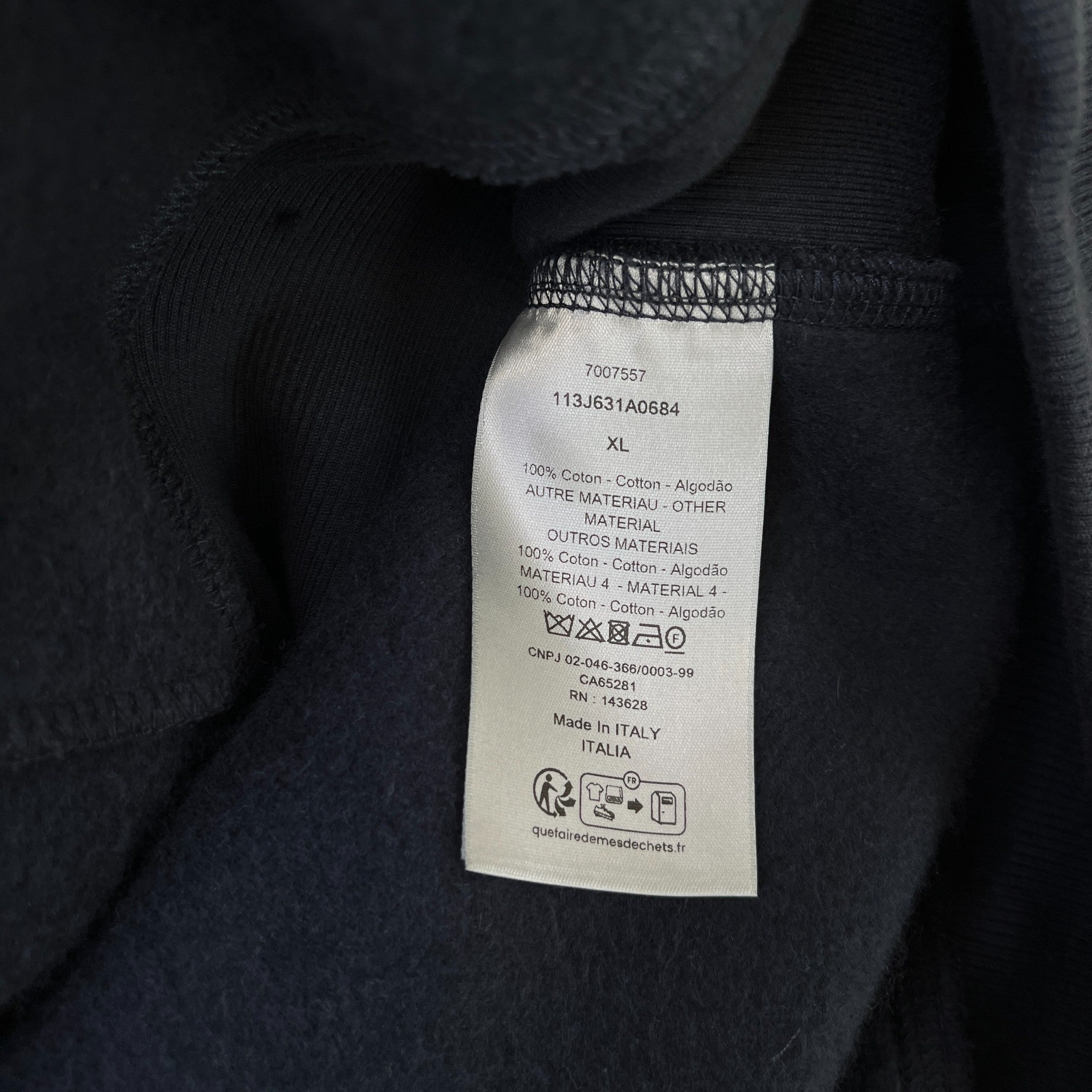 Men's Oblique Towelling Hoodie Navy Size XL