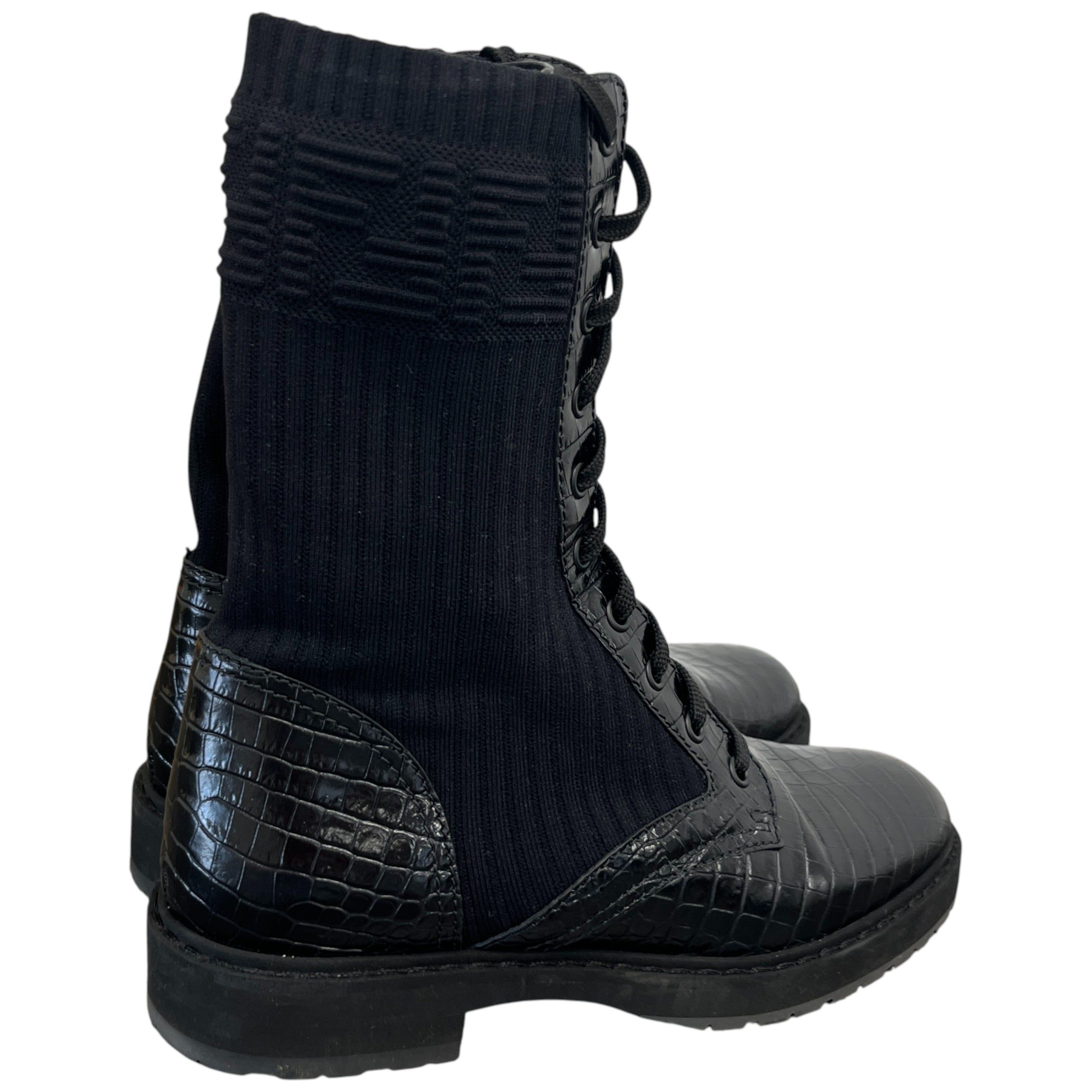 Women's Ff Rockoko Croc Biker Boots Black Size EU 38 / UK 5