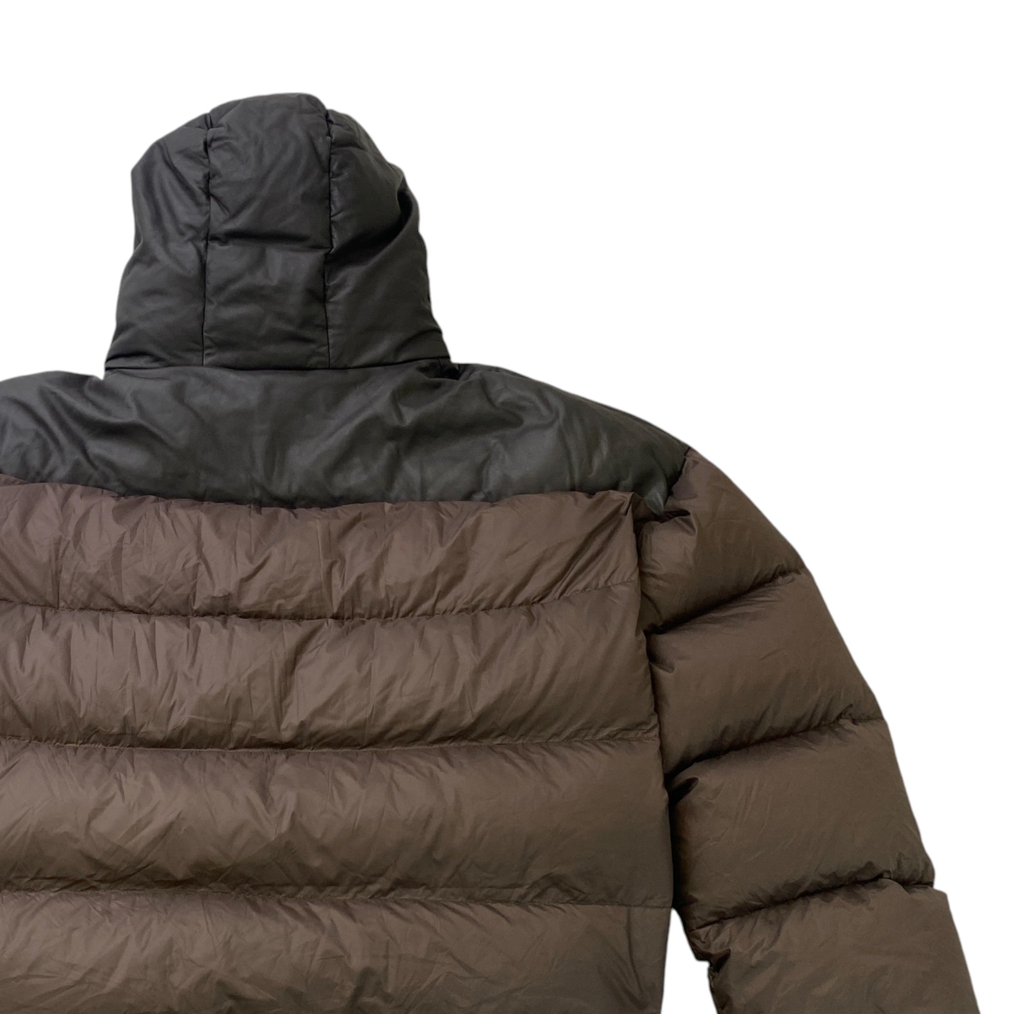 Men's Embroidered Logo Down Jacket Brown Size M