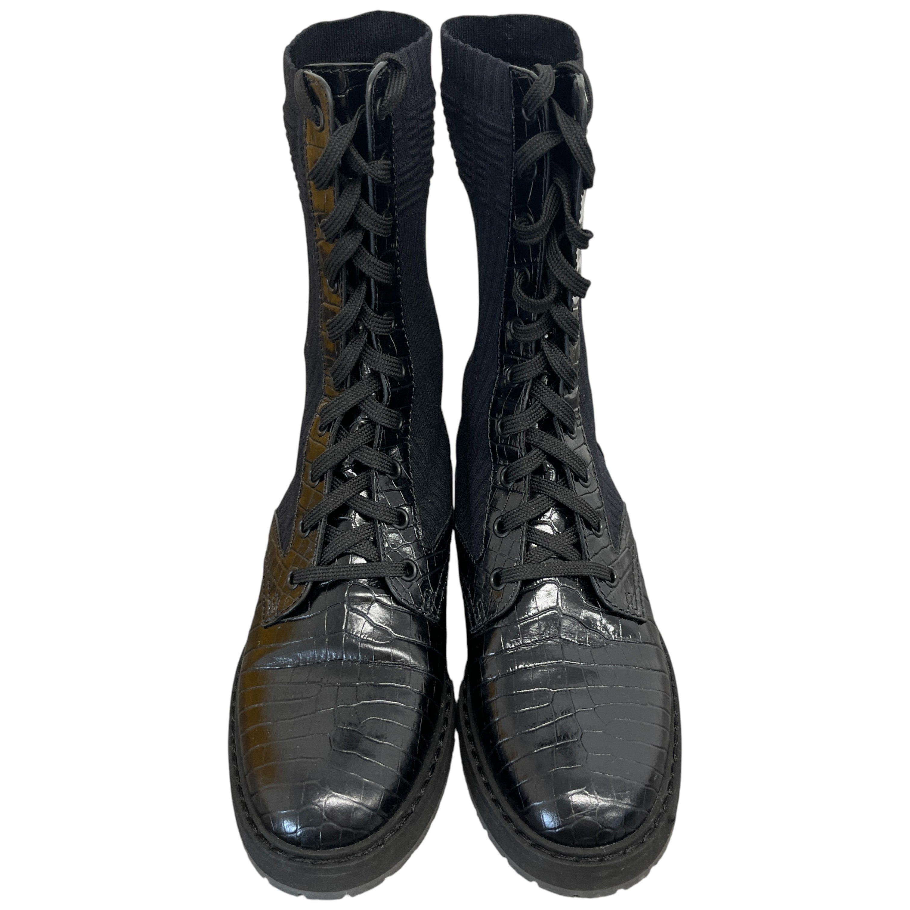 Women's Ff Rockoko Croc Biker Boots Black Size EU 38 / UK 5