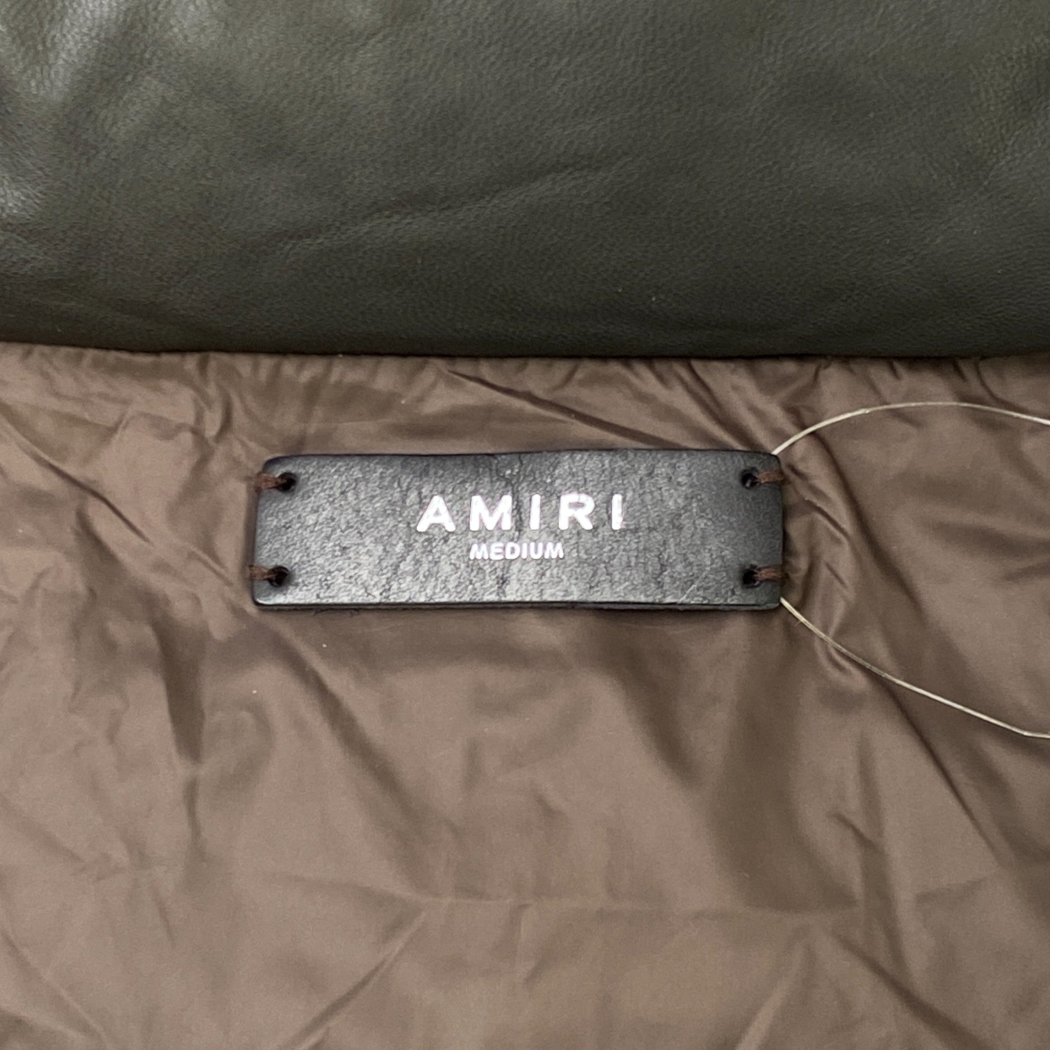 Men's Embroidered Logo Down Jacket Brown Size M