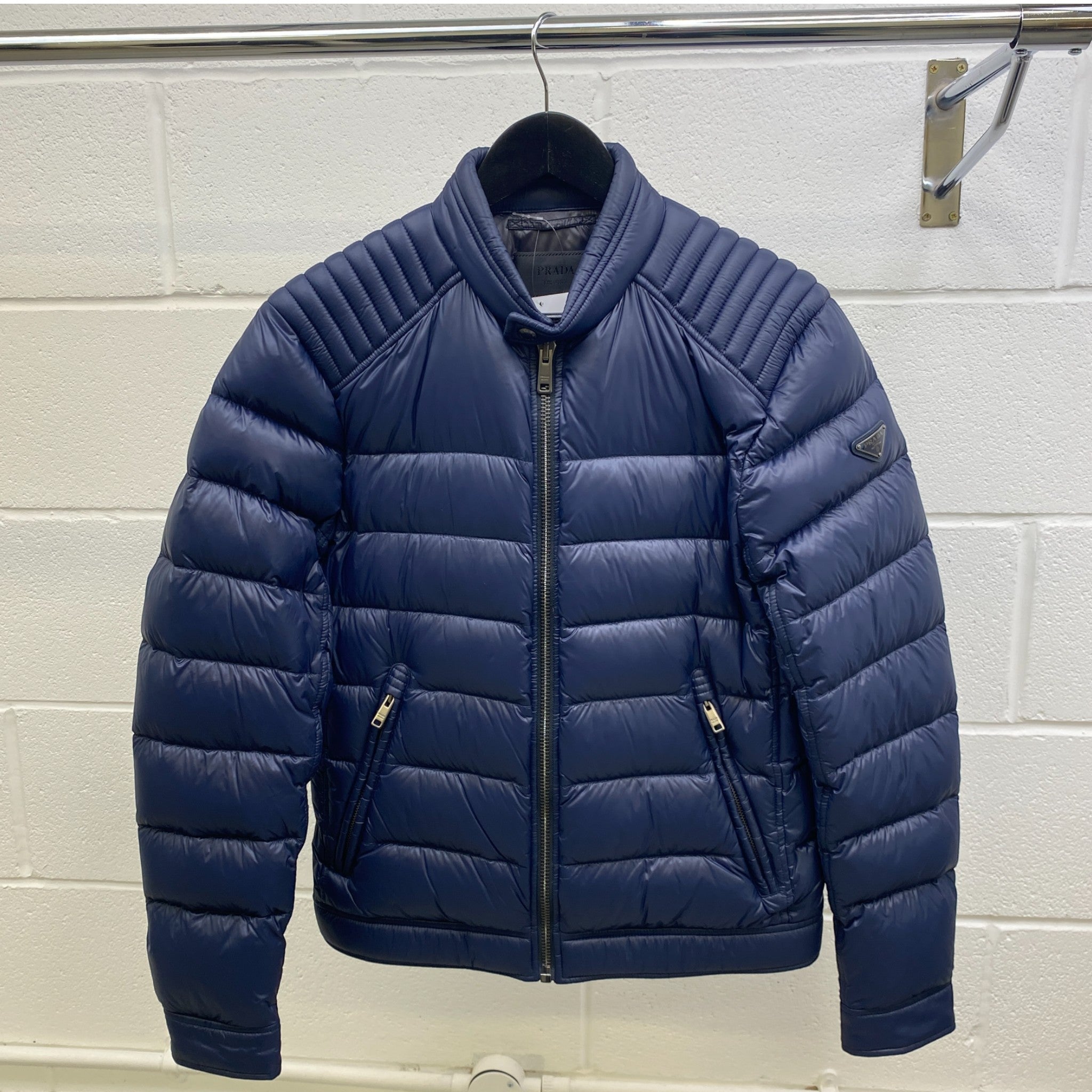 Men's Plaque Logo Down Jacket Blue Size IT 46 / S